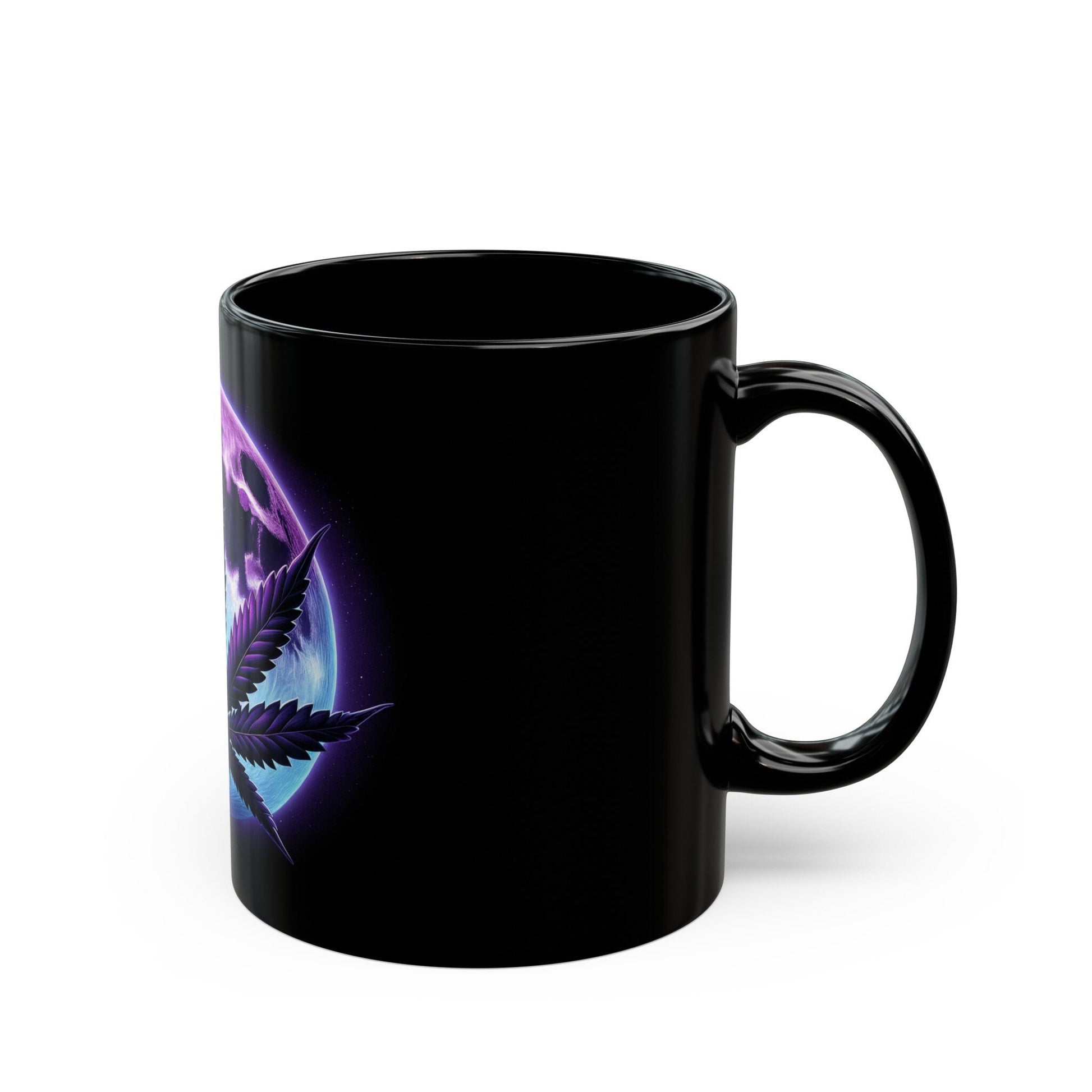 PURPLE LEAF MOONGLOW - Weed Coffee Mug (11oz) BLACK