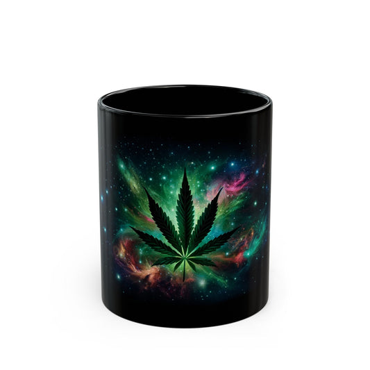 SPACE WEED LEAF - 420 Coffee Mugs (11oz) BLACK