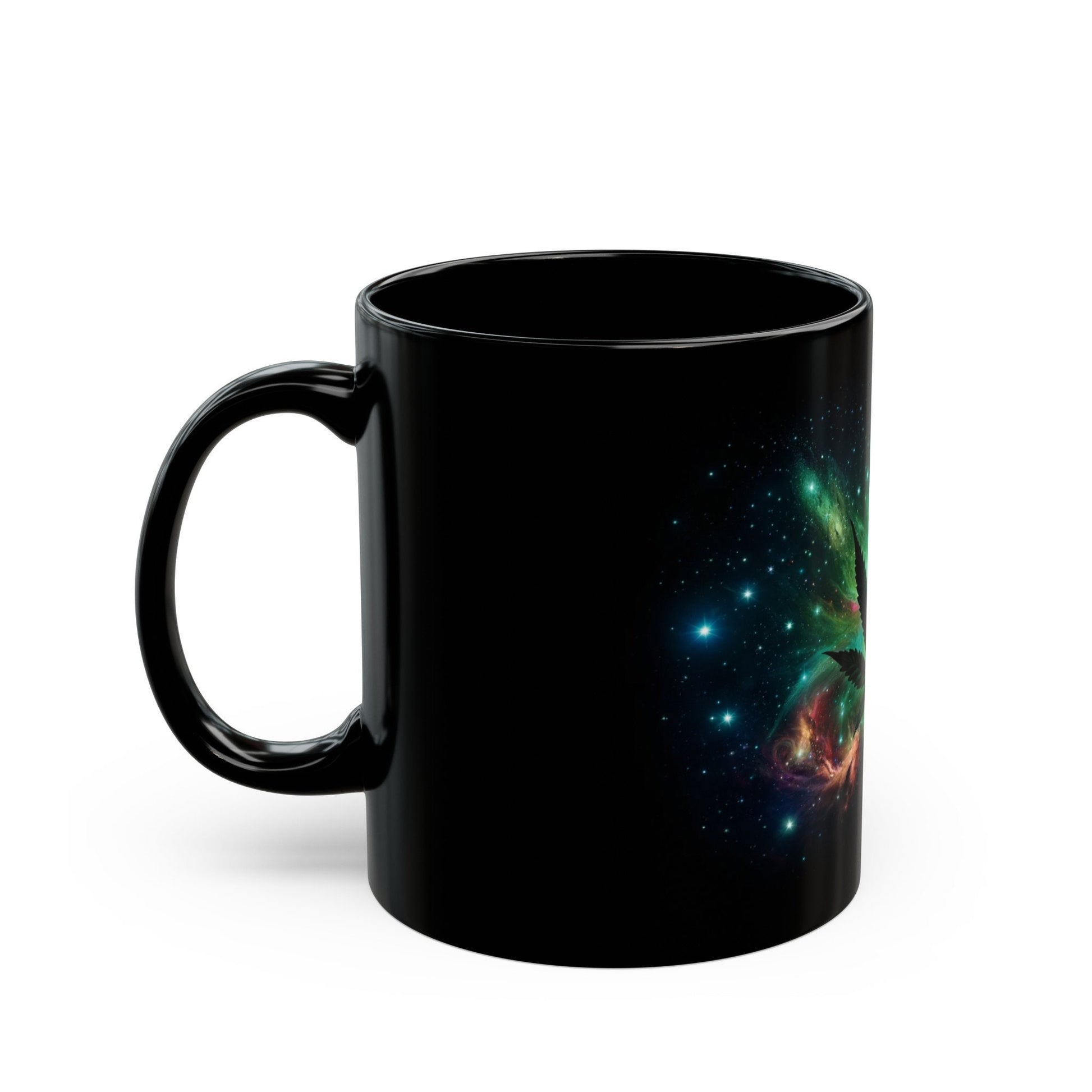 SPACE WEED LEAF - 420 Coffee Mugs (11oz) BLACK