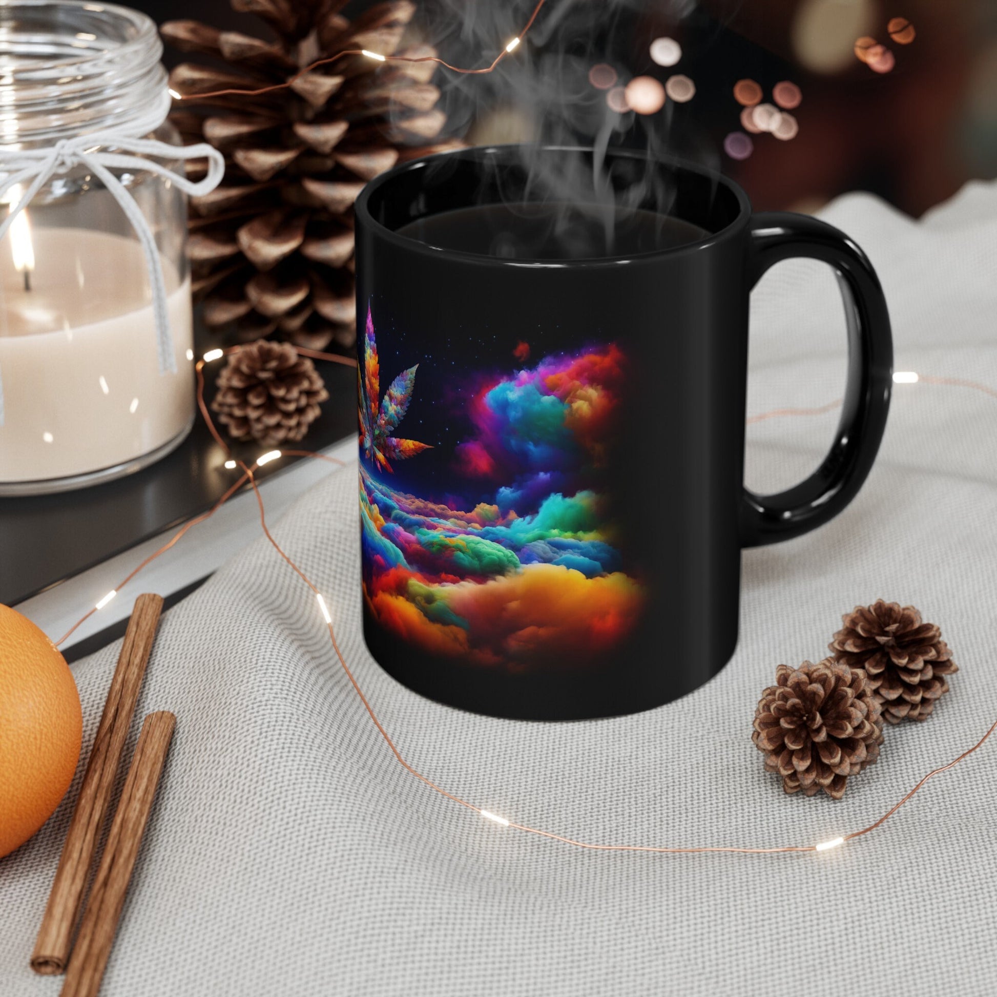 420 SPACE CLOUDS - Weed Coffee Mug (11oz) BLACK