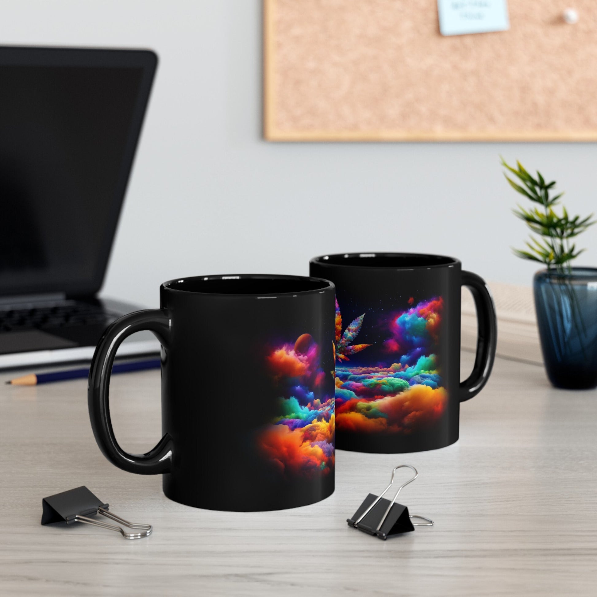 420 SPACE CLOUDS - Weed Coffee Mug (11oz) BLACK