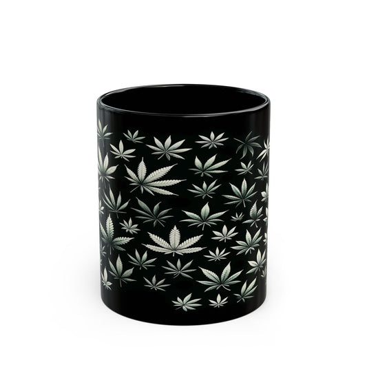 WEED LEAVES MUG - Weed Coffee Mug (11oz) BLACK