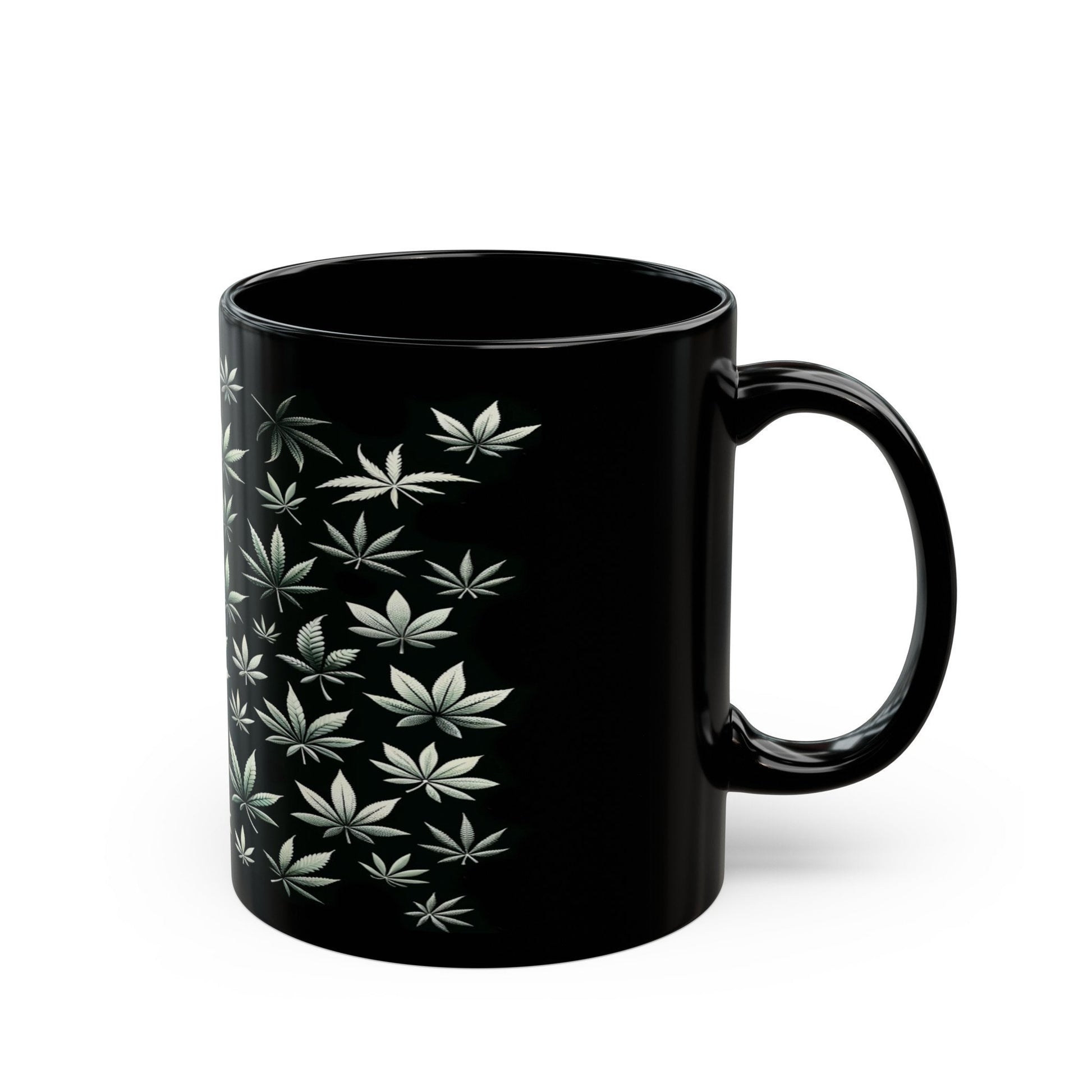 WEED LEAVES MUG - Weed Coffee Mug (11oz) BLACK