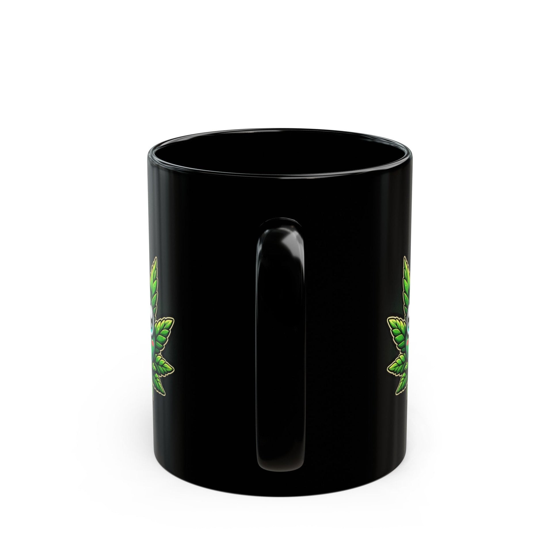 CUTE WEED LEAF - Weed Coffee Mug (11oz) BLACK, Dual Sided