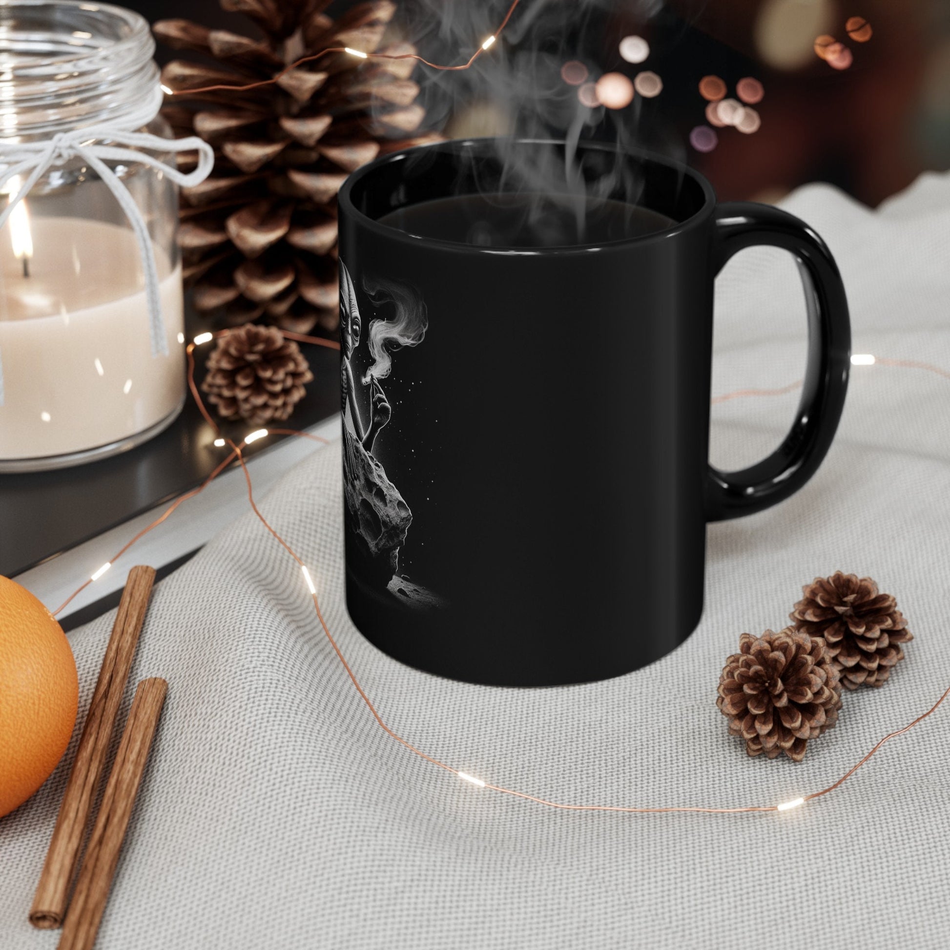 ASTROID ALIEN MUG - Weed Coffee Mug (11oz) BLACK