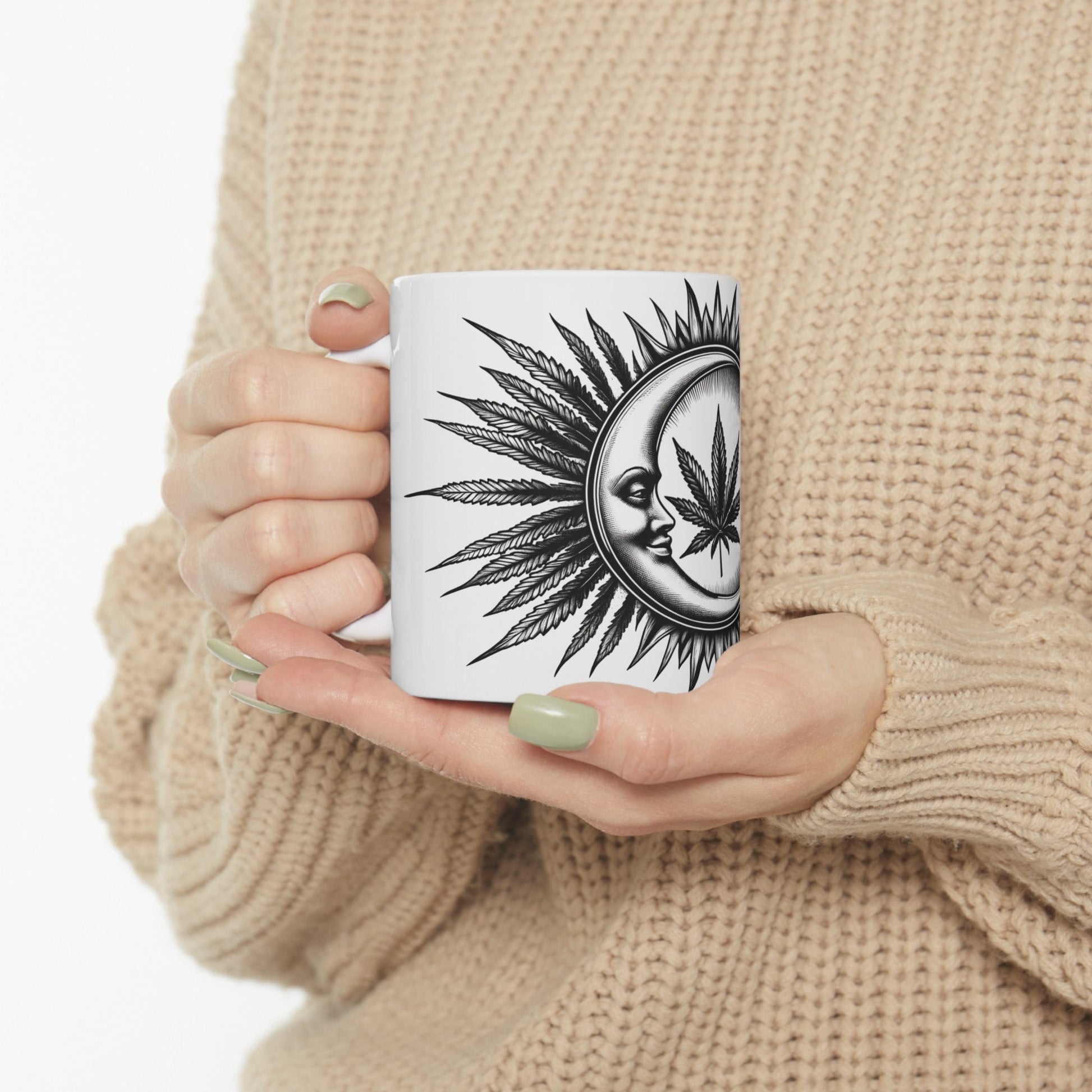 WEED LEAF MOON - Coffee Weed Mug (11oz)