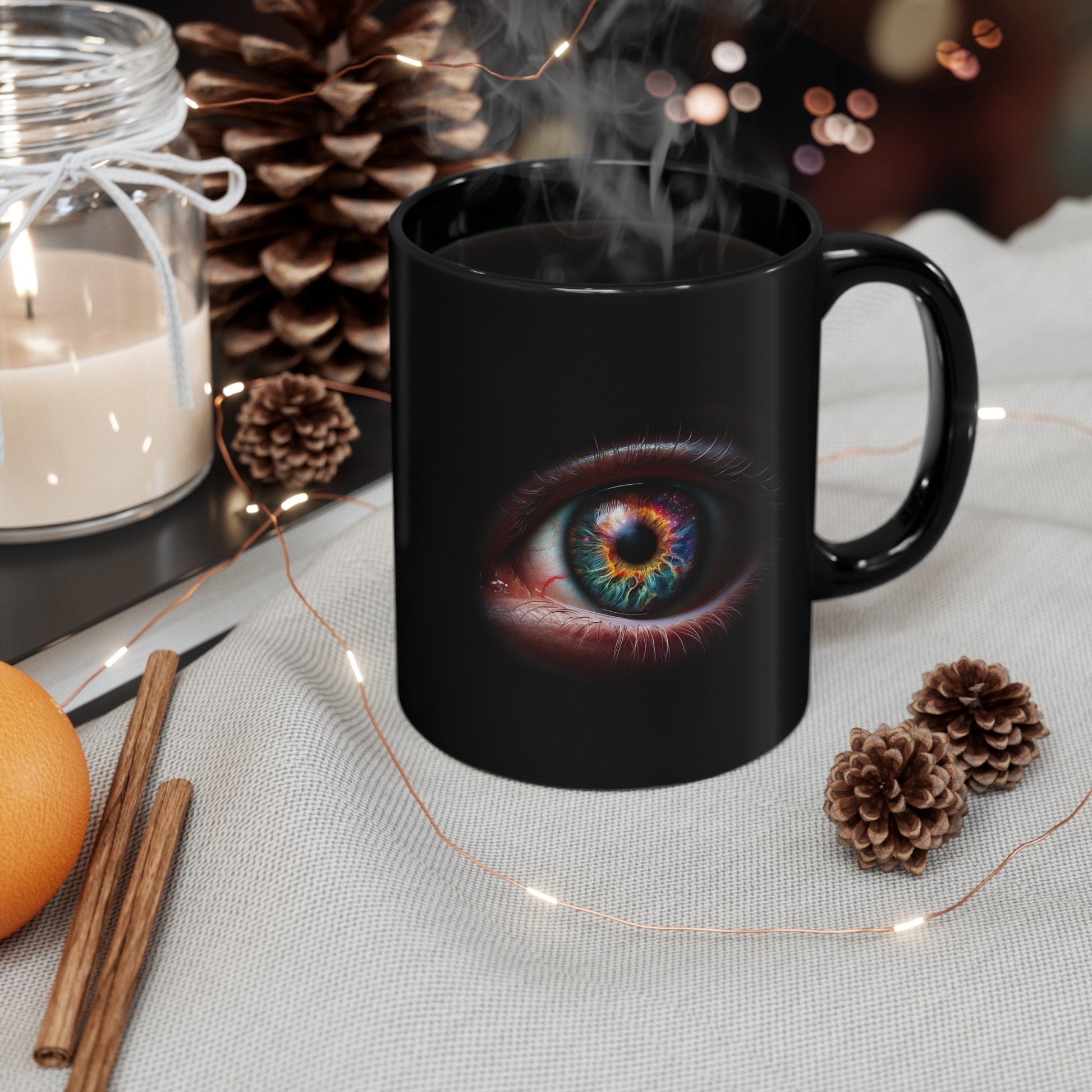 GALAXY EYES MUG - Weed Coffee Mug (11oz) BLACK, Dual Sided