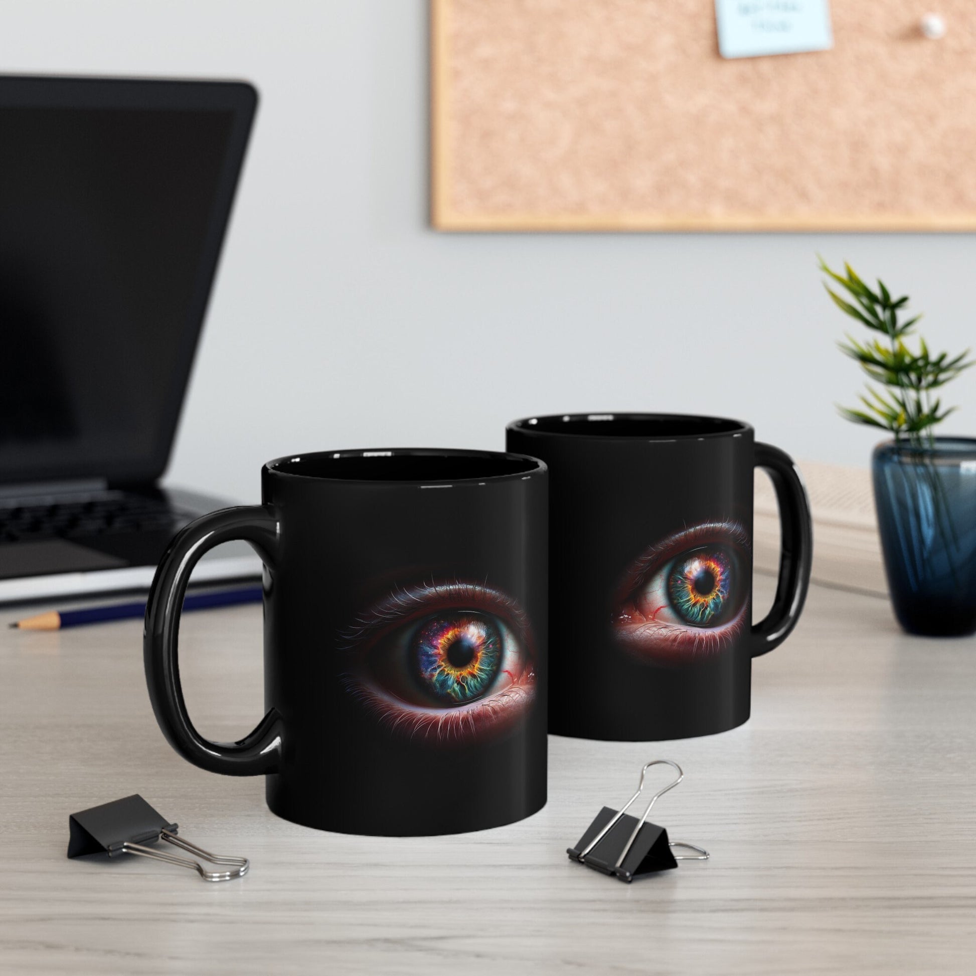 GALAXY EYES MUG - Weed Coffee Mug (11oz) BLACK, Dual Sided