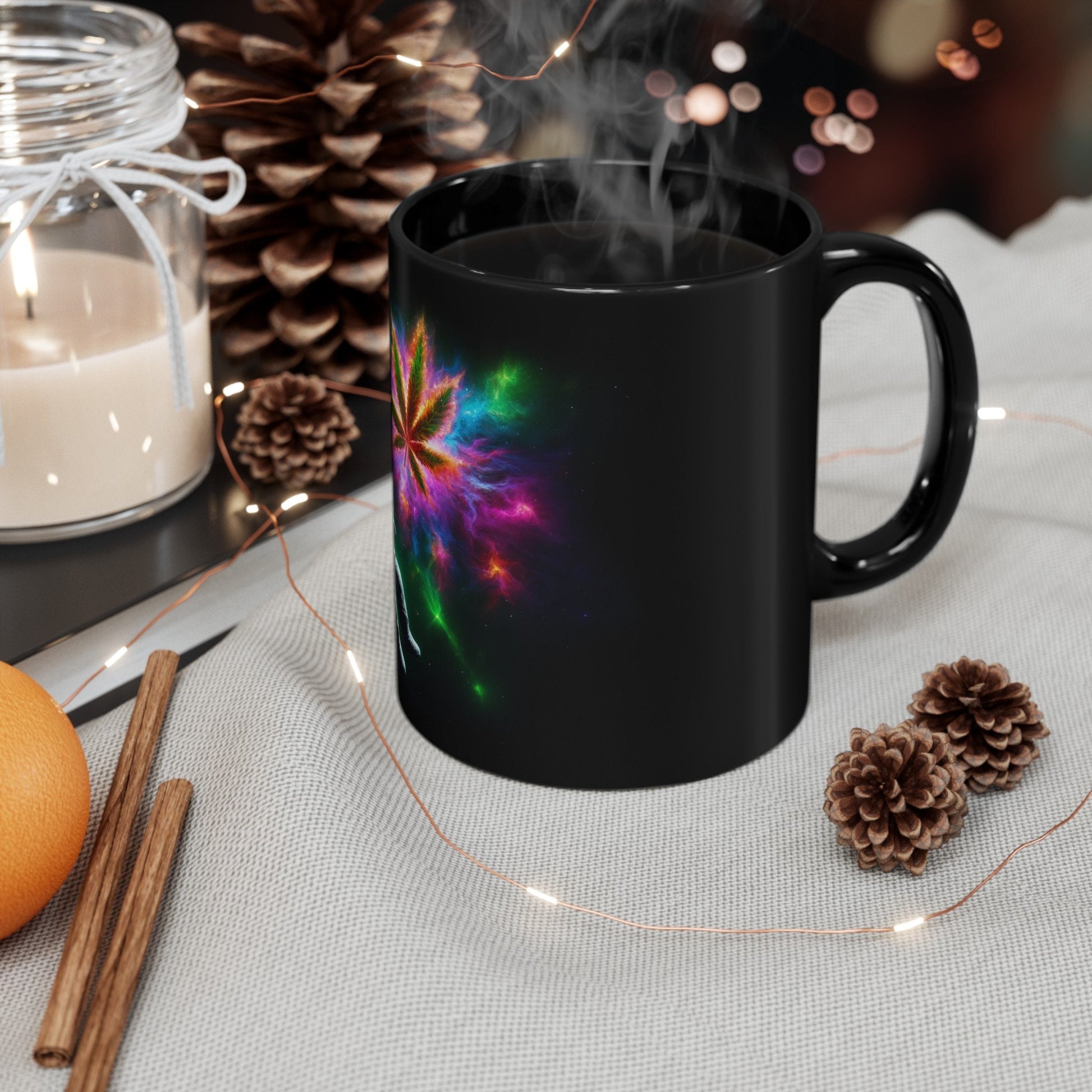 NEBULA WEED LEAF - Weed Coffee Mug (11oz) BLACK