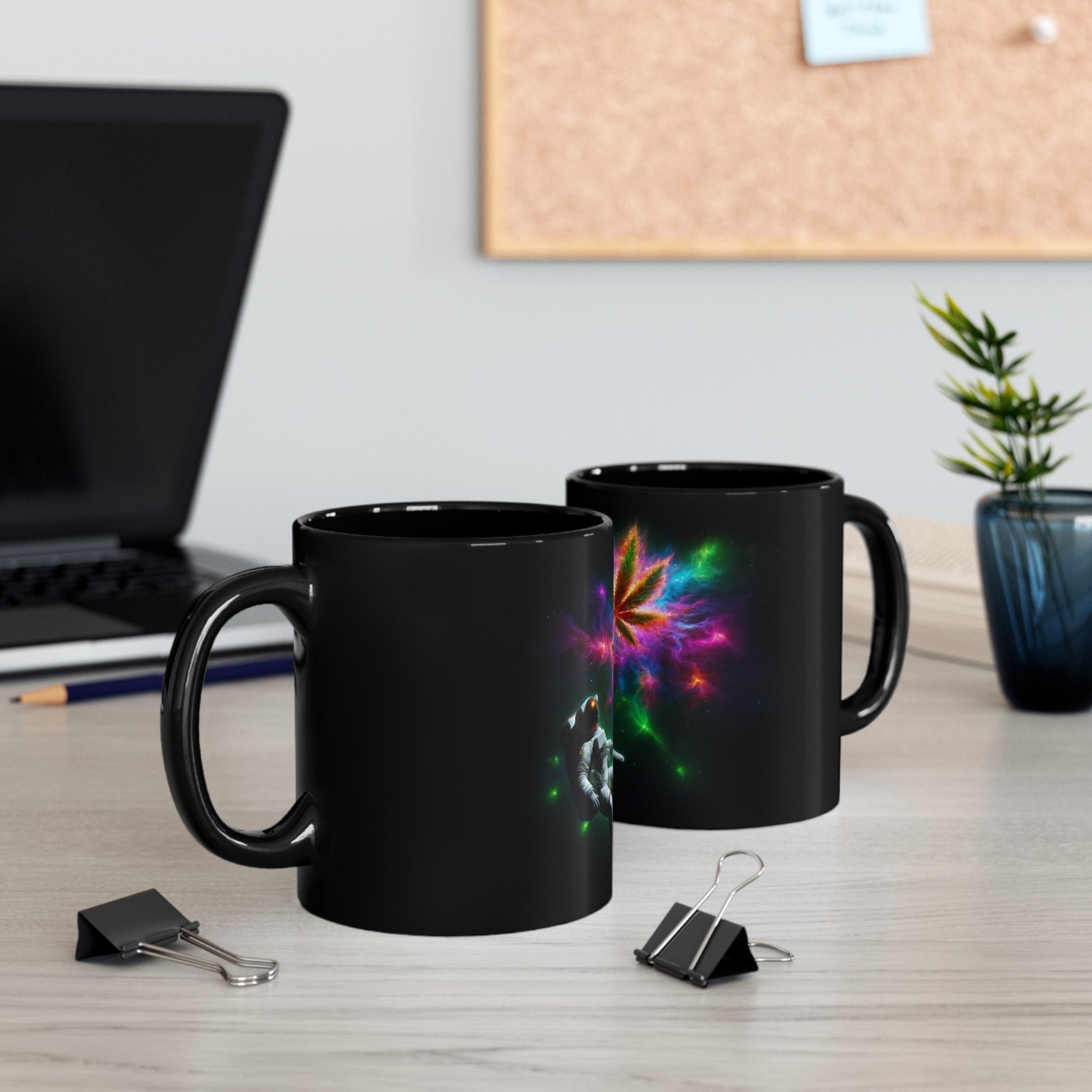 NEBULA WEED LEAF - Weed Coffee Mug (11oz) BLACK