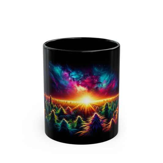 420 COSMIC SUNRISE - Weed Coffee Mug (11oz) BLACK