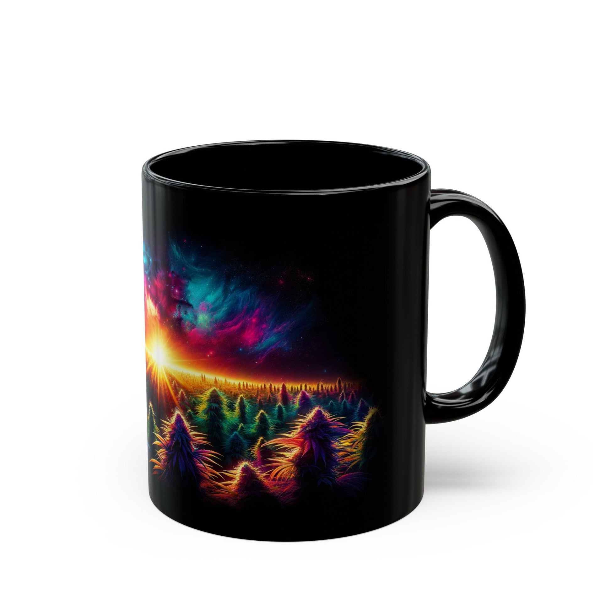 420 COSMIC SUNRISE - Weed Coffee Mug (11oz) BLACK