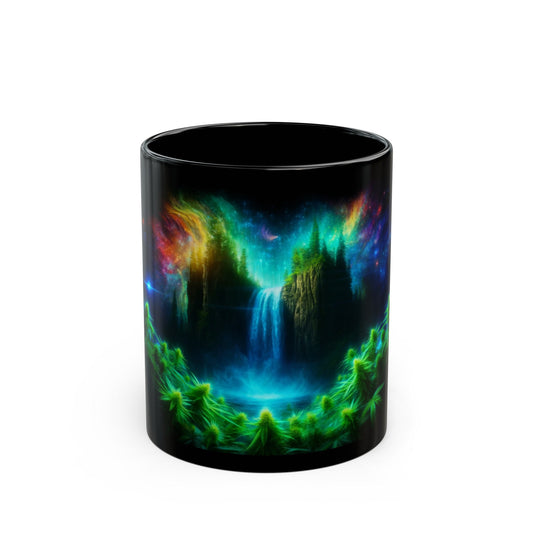 COSMIC WEED WATERFALL - 420 Coffee Mug (11oz) BLACK