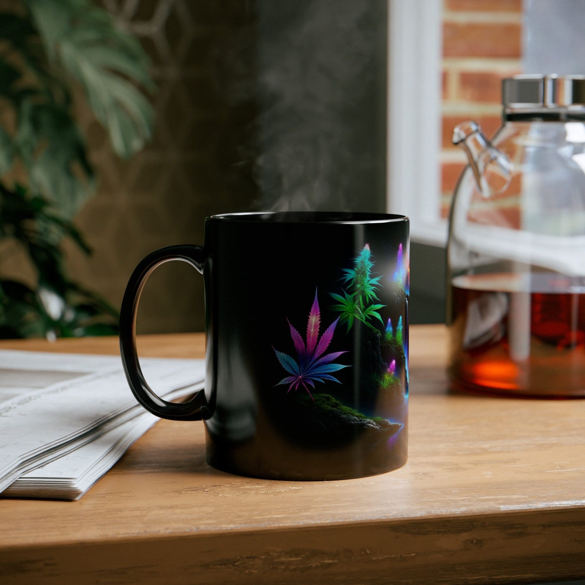 420 SPACE WATERFALL - Weed Coffee Mug (11oz) BLACK