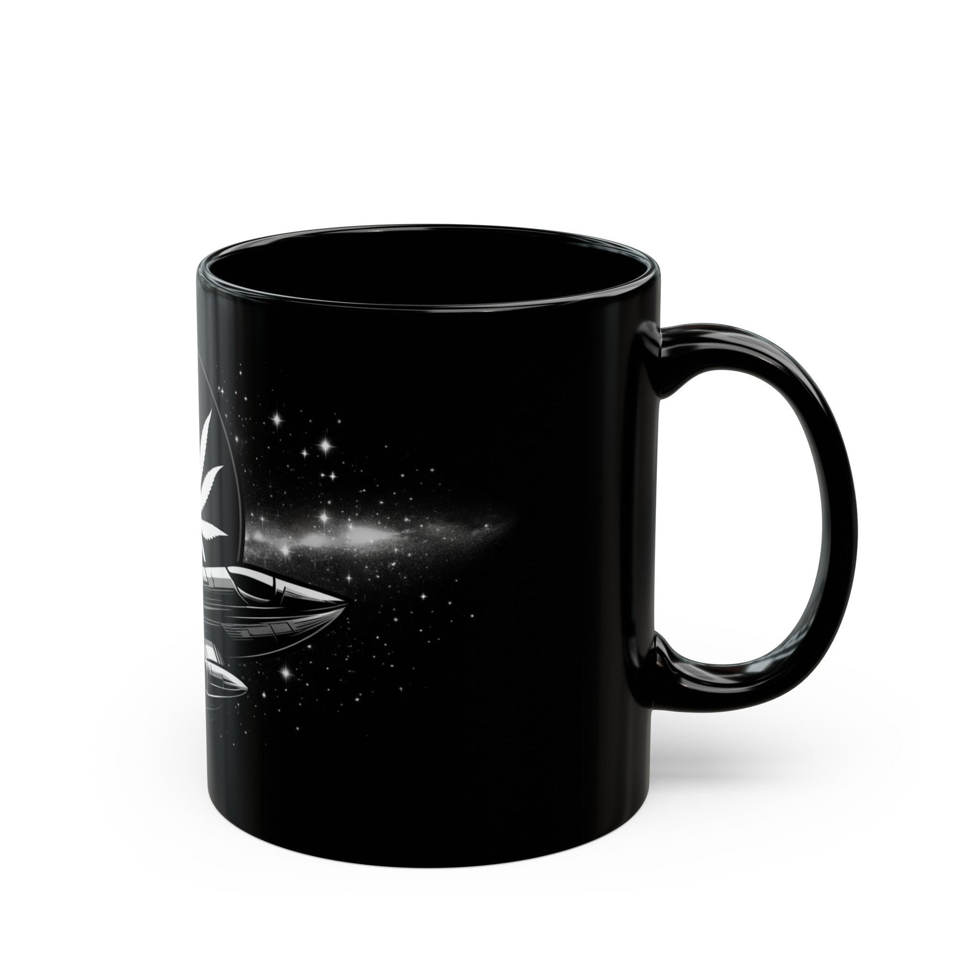 420 SPACESHIP MUG - Weed Coffee Mug (11oz) BLACK