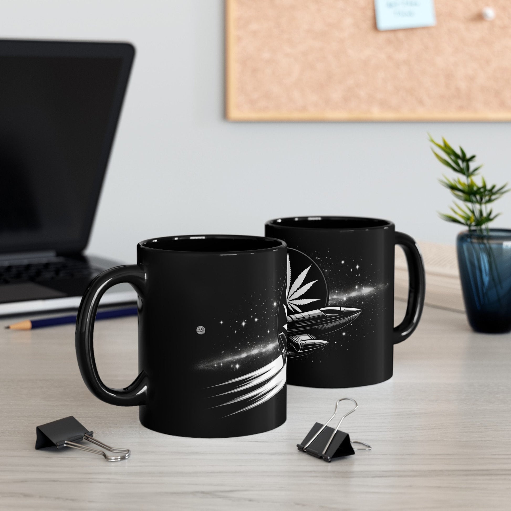420 SPACESHIP MUG - Weed Coffee Mug (11oz) BLACK