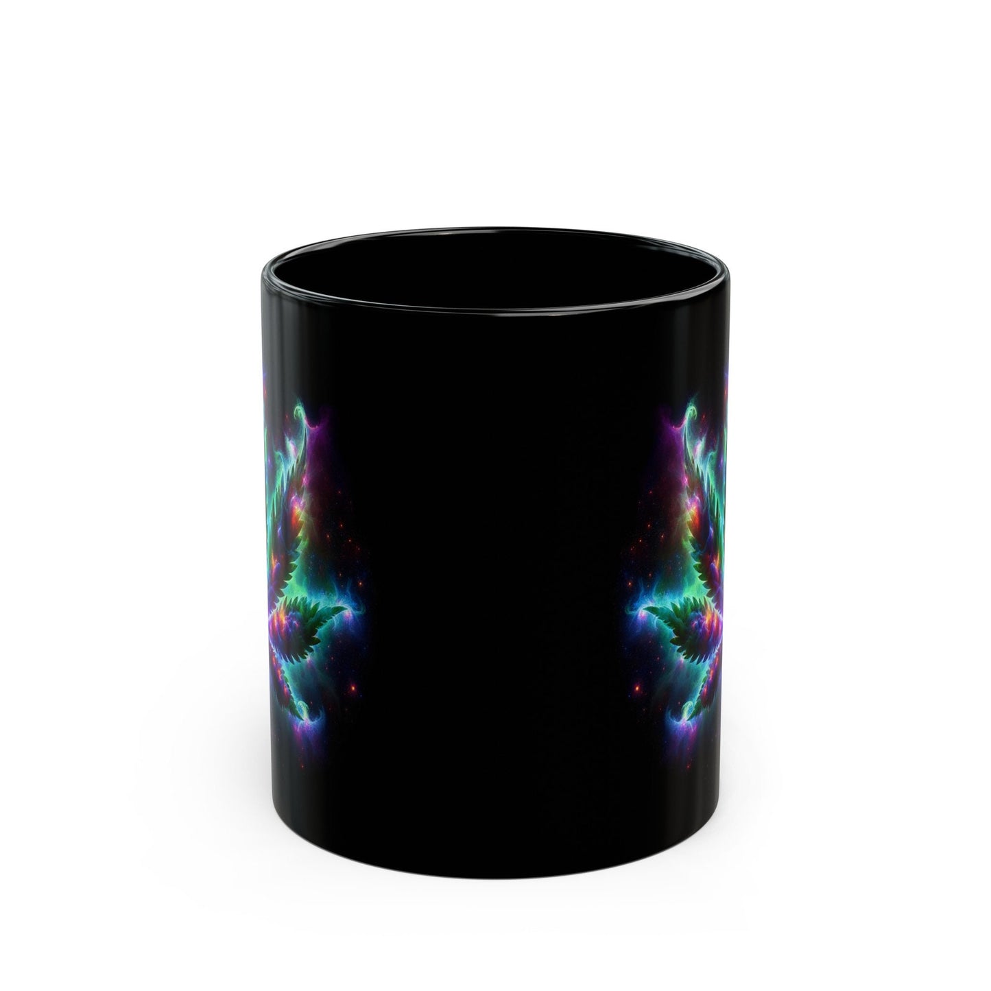 GALAXY WEED LEAF - Weed Coffee Mug (11oz) BLACK, Dual Sided