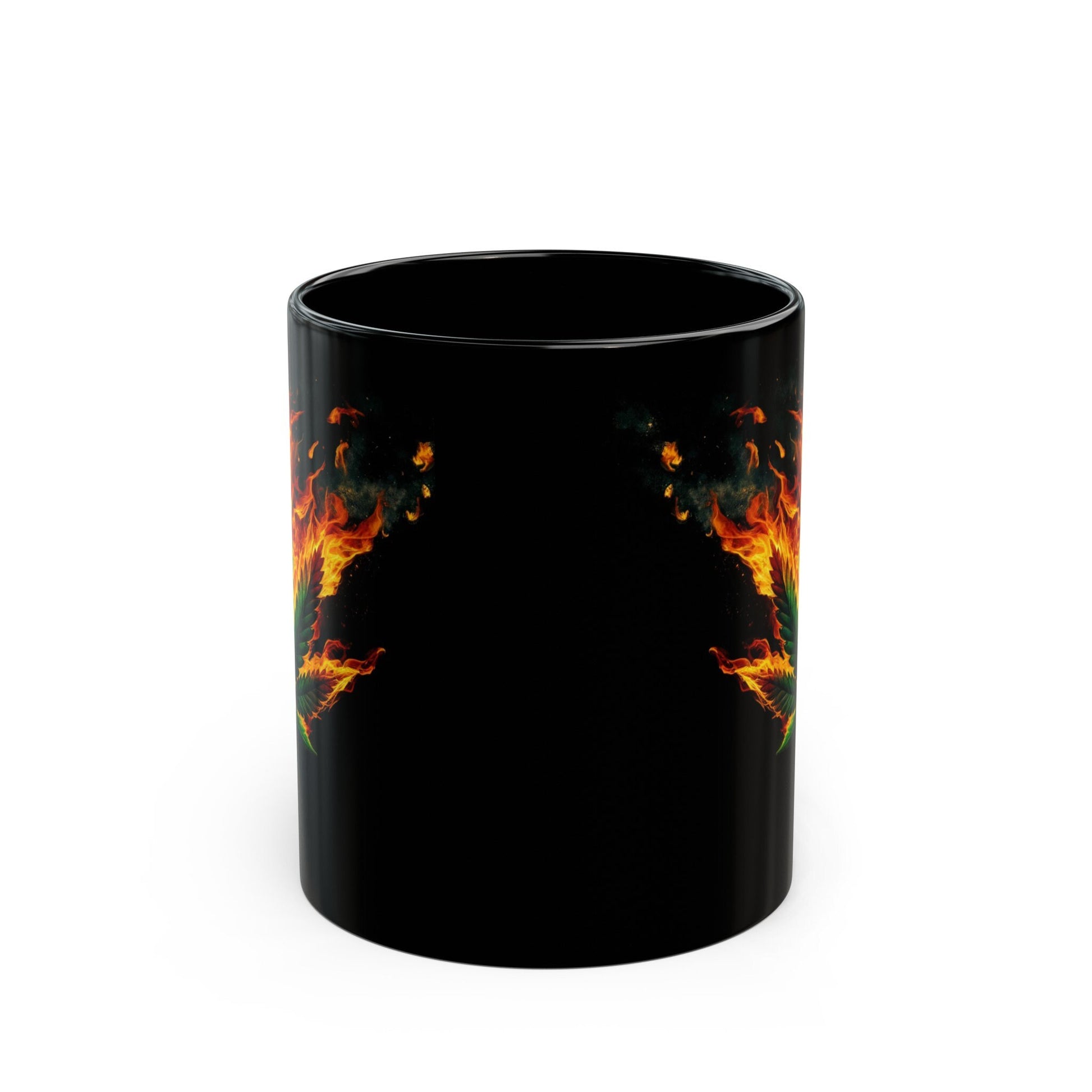 FLAMING WEED LEAF - 420 Coffee Mug (11oz) BLACK