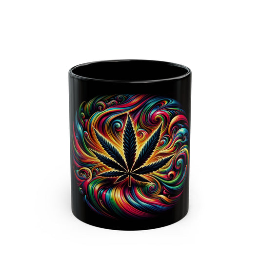 COLORFUL WEED LEAF - 420 Coffee Mug (11oz) BLACK