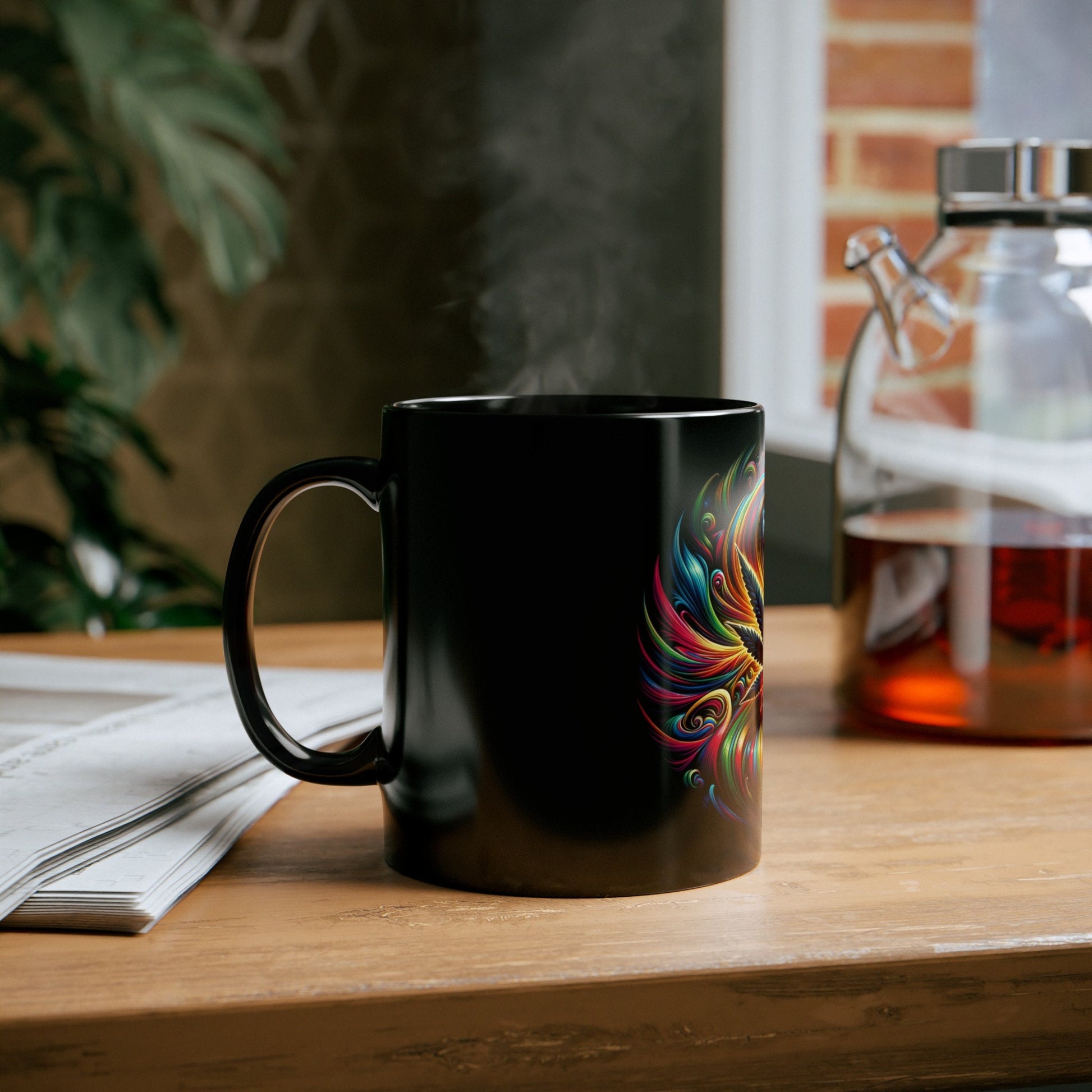 COLORFUL WEED LEAF - 420 Coffee Mug (11oz) BLACK