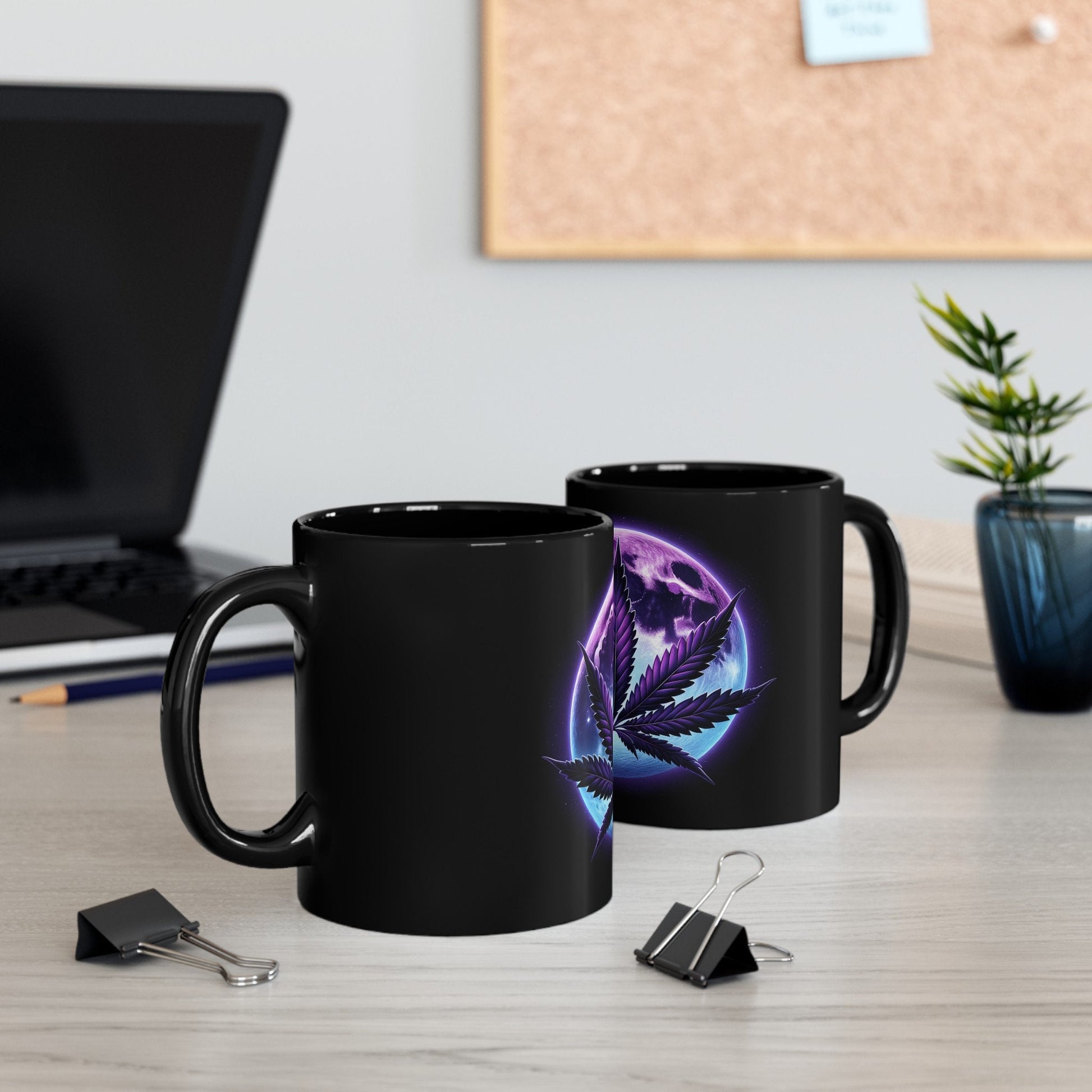 PURPLE LEAF MOONGLOW - Weed Coffee Mug (11oz) BLACK