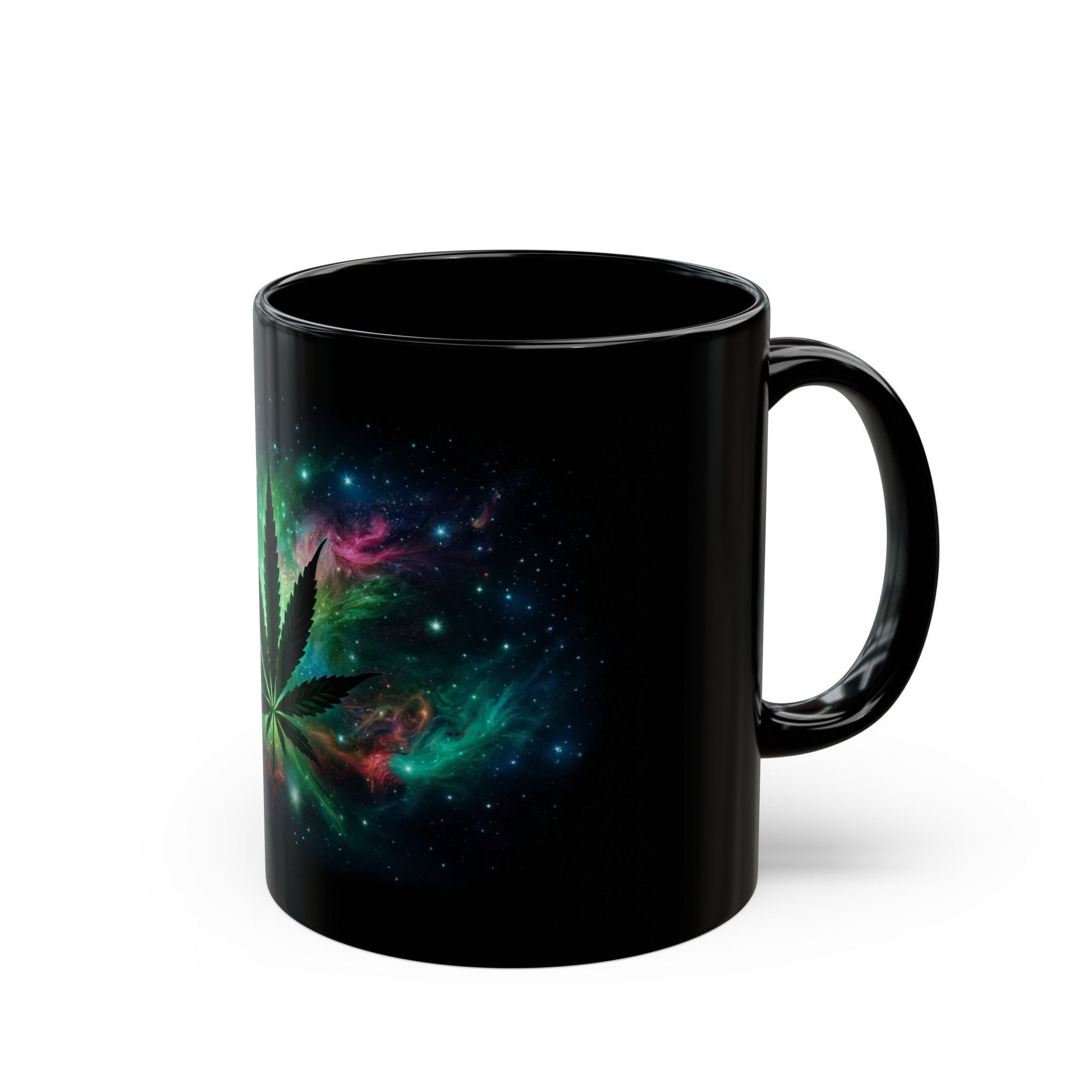 SPACE WEED LEAF - 420 Coffee Mugs (11oz) BLACK