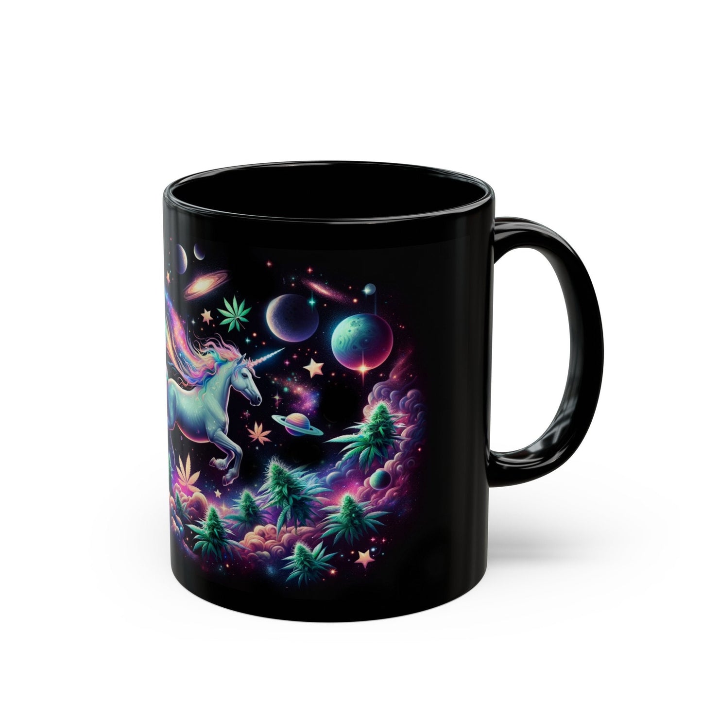 420 SPACE UNICORN MUG - Weed Mug (11oz) BLACK