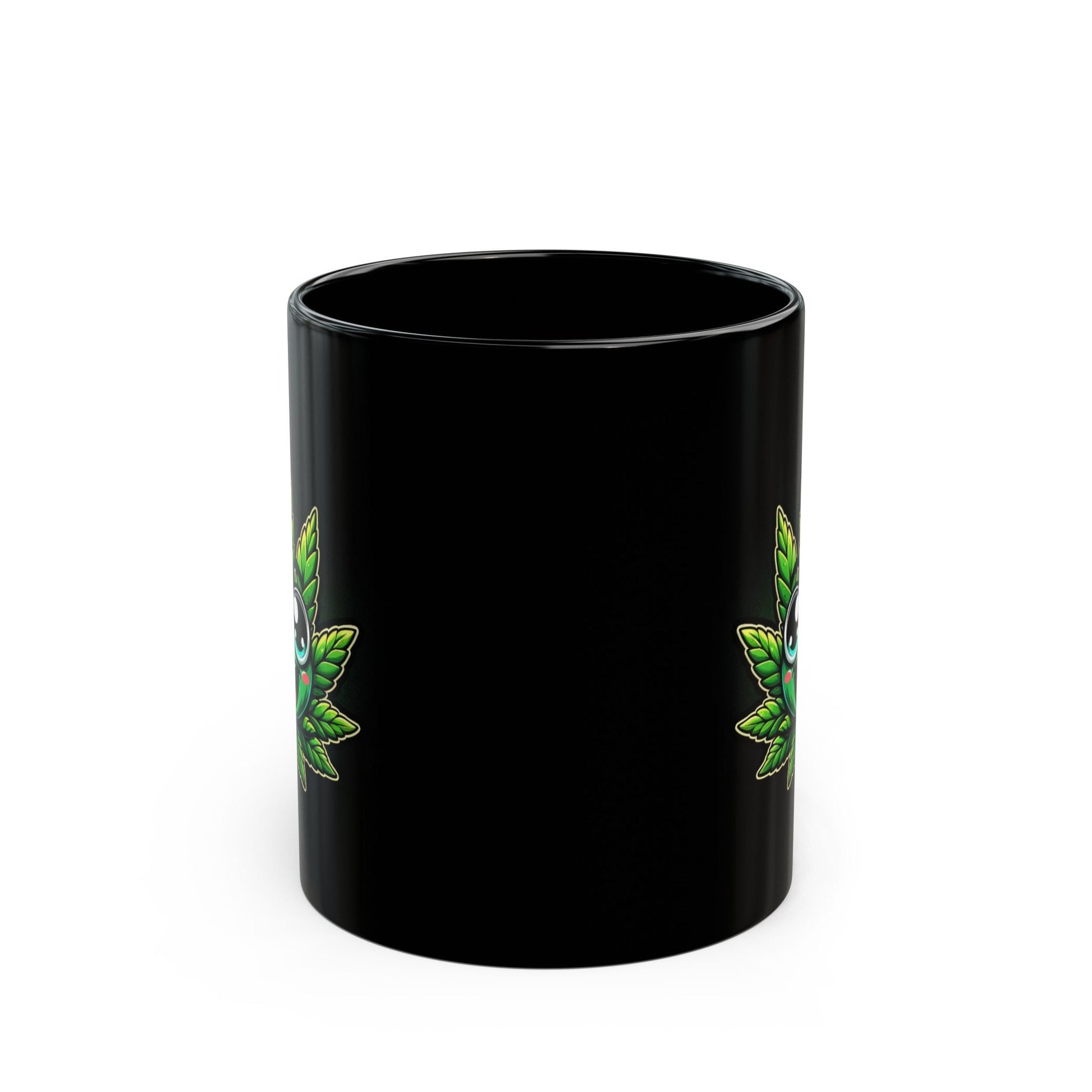CUTE WEED LEAF - Weed Coffee Mug (11oz) BLACK, Dual Sided