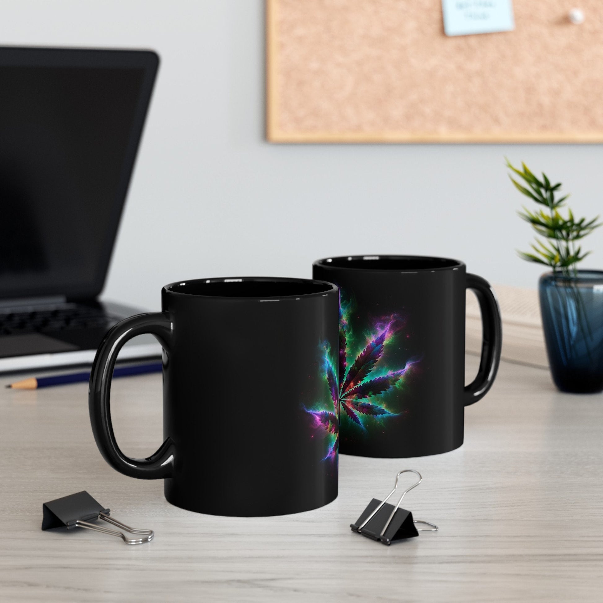 NEBULA WEED LEAF - Weed Coffee Mug (11oz) BLACK