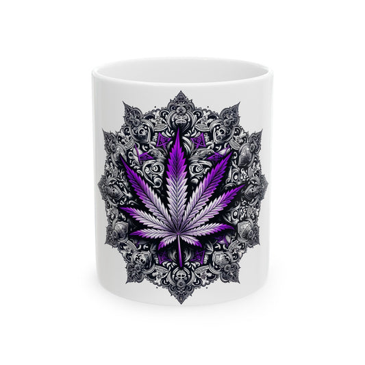 PURPLE WEED MANDALA - Coffee Weed Mug (11oz)