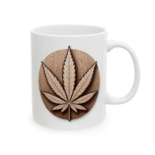 WOODEN WEED LEAF - Coffee Weed Mug (11oz)