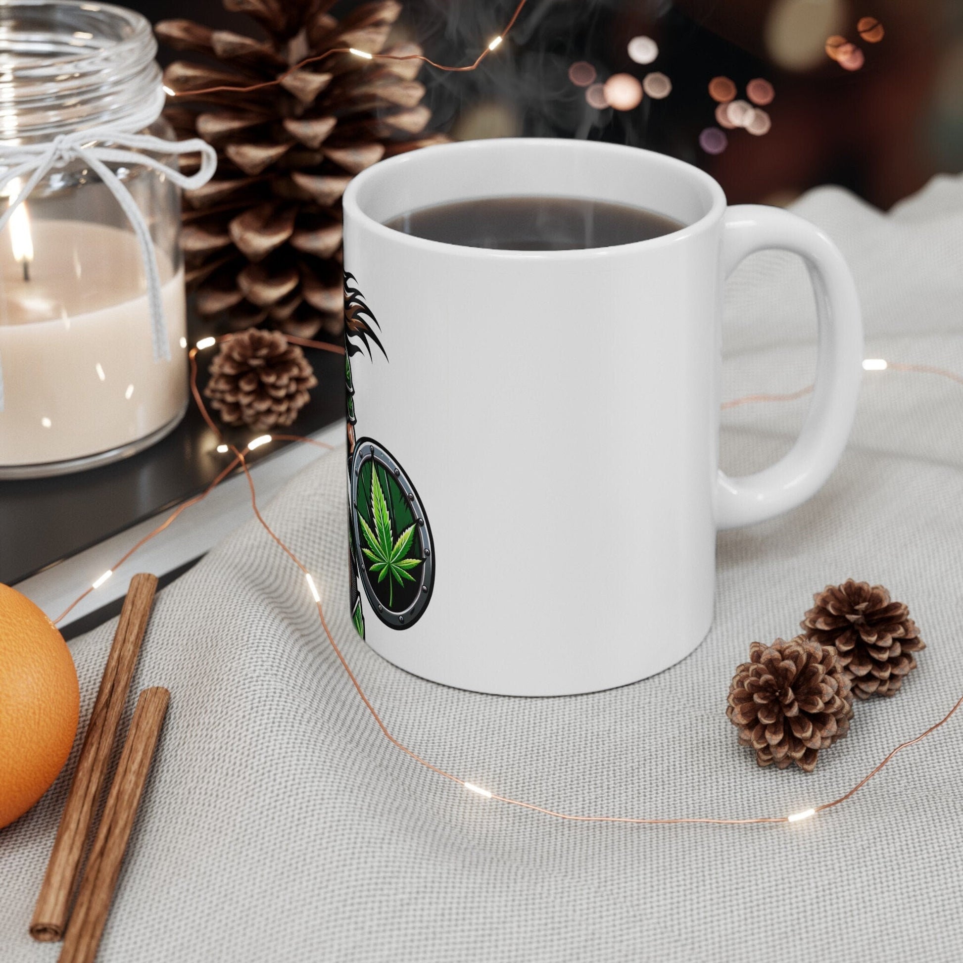 WEED WARRIOR - Weed Coffee Mug (11oz) - Perfect Weed Gift for Weed Smokers, Stoners, Growers; Wake and Bake / 420 Weed / Marijuana Gift
