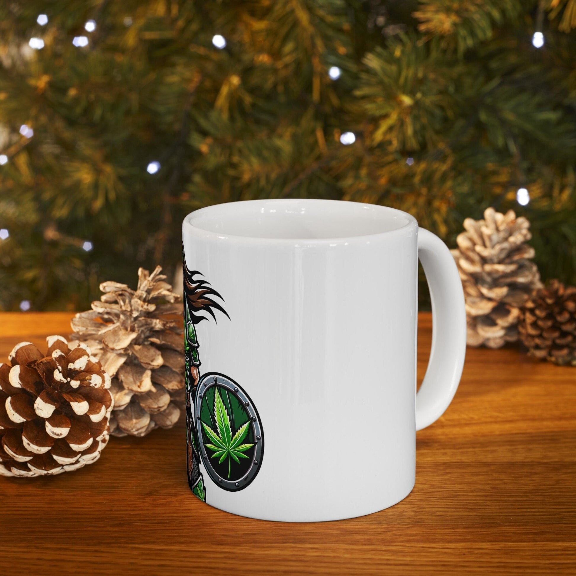 WEED WARRIOR - Weed Coffee Mug (11oz) - Perfect Weed Gift for Weed Smokers, Stoners, Growers; Wake and Bake / 420 Weed / Marijuana Gift