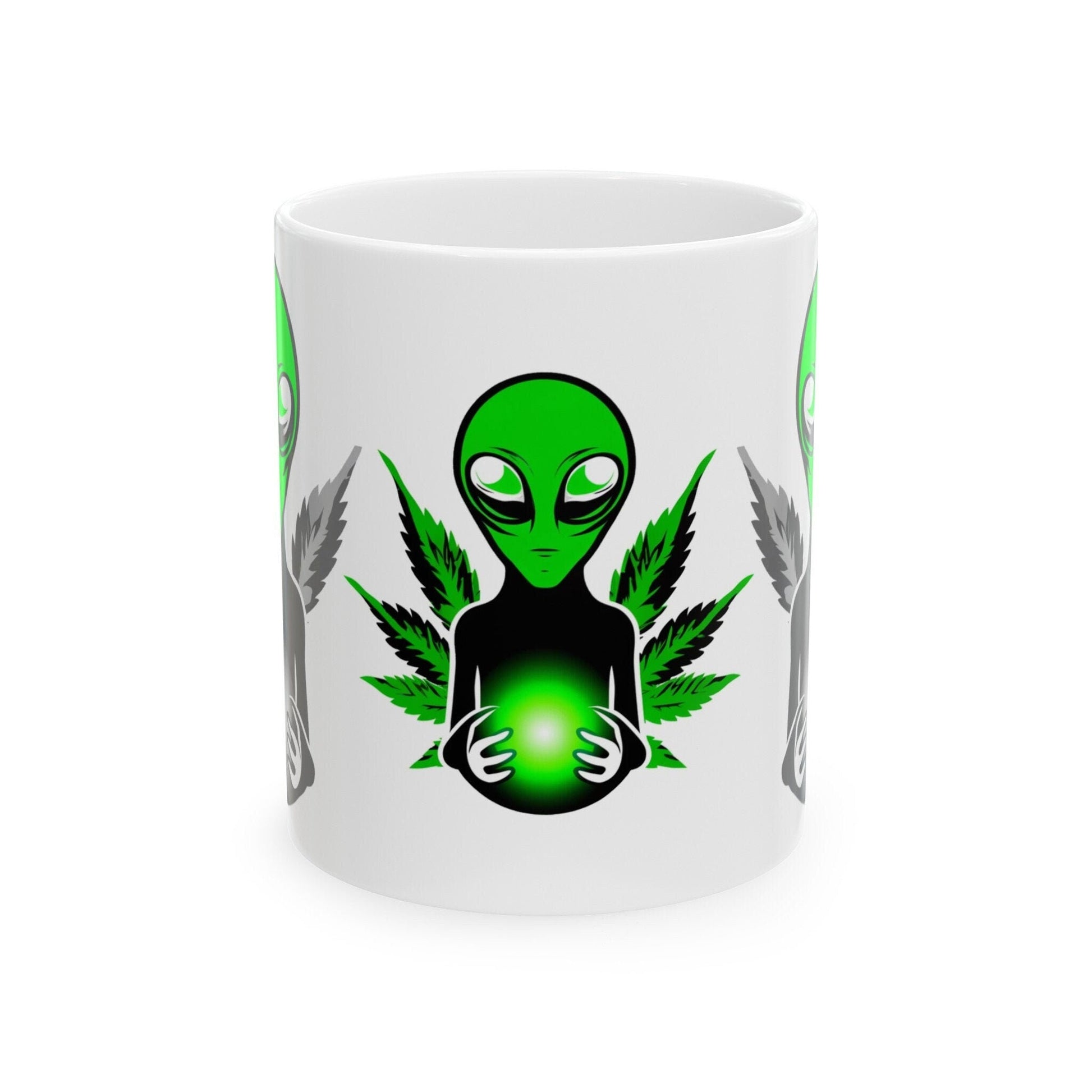 WEED ALIEN - Weed Coffee Mug (11oz) - Perfect Weed Gift for Weed Smokers, Stoners, Growers; Wake & Bake / 420 Weed Mug, Marijuana Gift