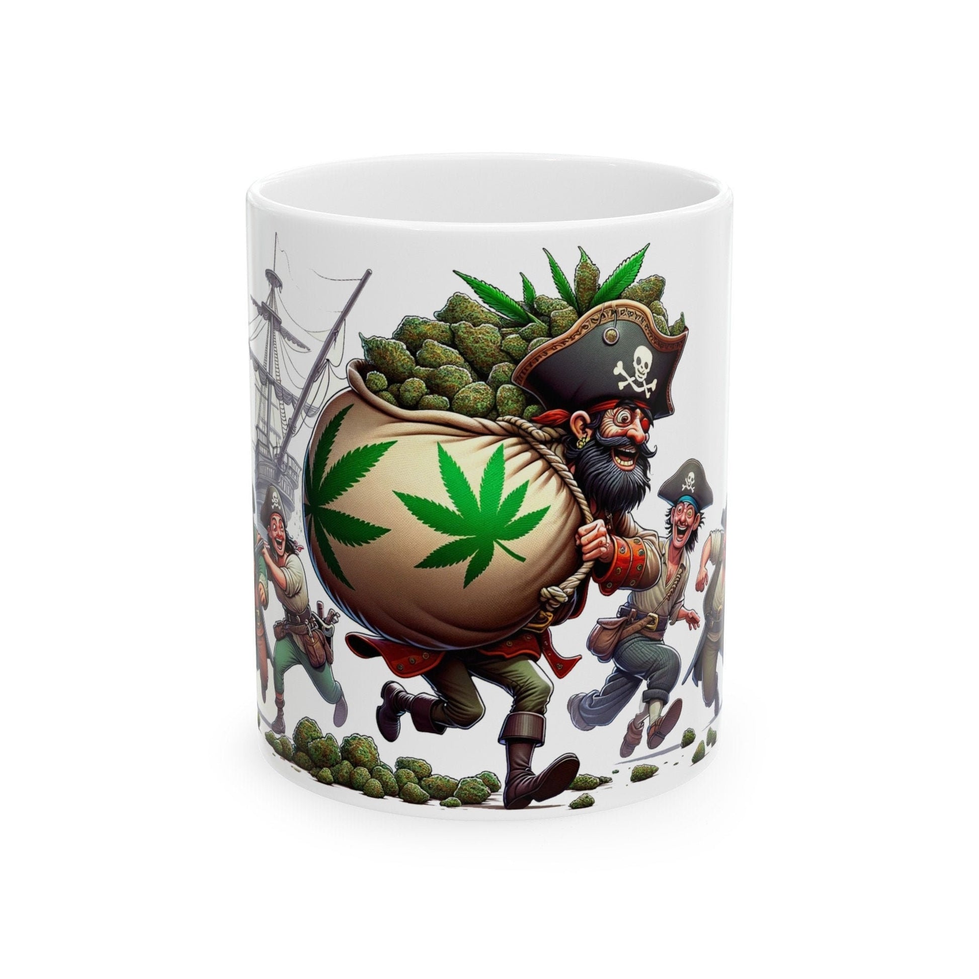 WEED PIRATES LOOT - Weed Coffee Mug (11oz)- Perfect Weed Gift for Weed Smokers, Stoners, Growers; Wake & Bake / 420 Weed Mug, Marijuana Gift