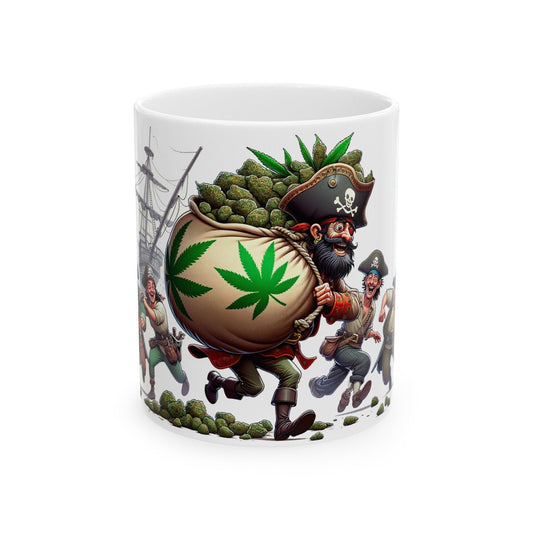 WEED PIRATES LOOT - Weed Coffee Mug (11oz)- Perfect Weed Gift for Weed Smokers, Stoners, Growers; Wake & Bake / 420 Weed Mug, Marijuana Gift