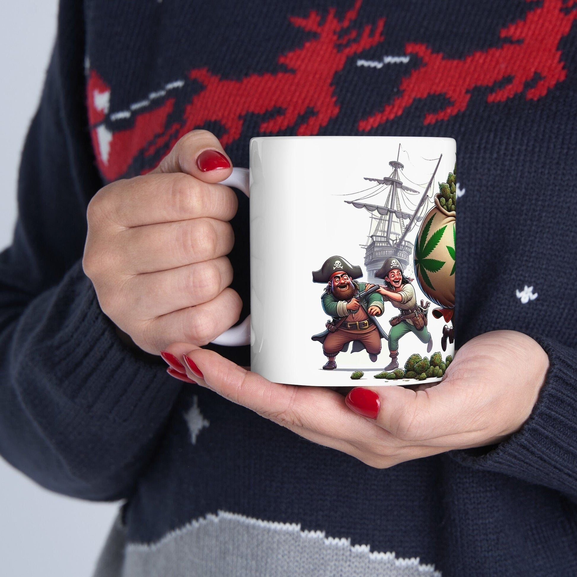 WEED PIRATES LOOT - Weed Coffee Mug (11oz)- Perfect Weed Gift for Weed Smokers, Stoners, Growers; Wake & Bake / 420 Weed Mug, Marijuana Gift