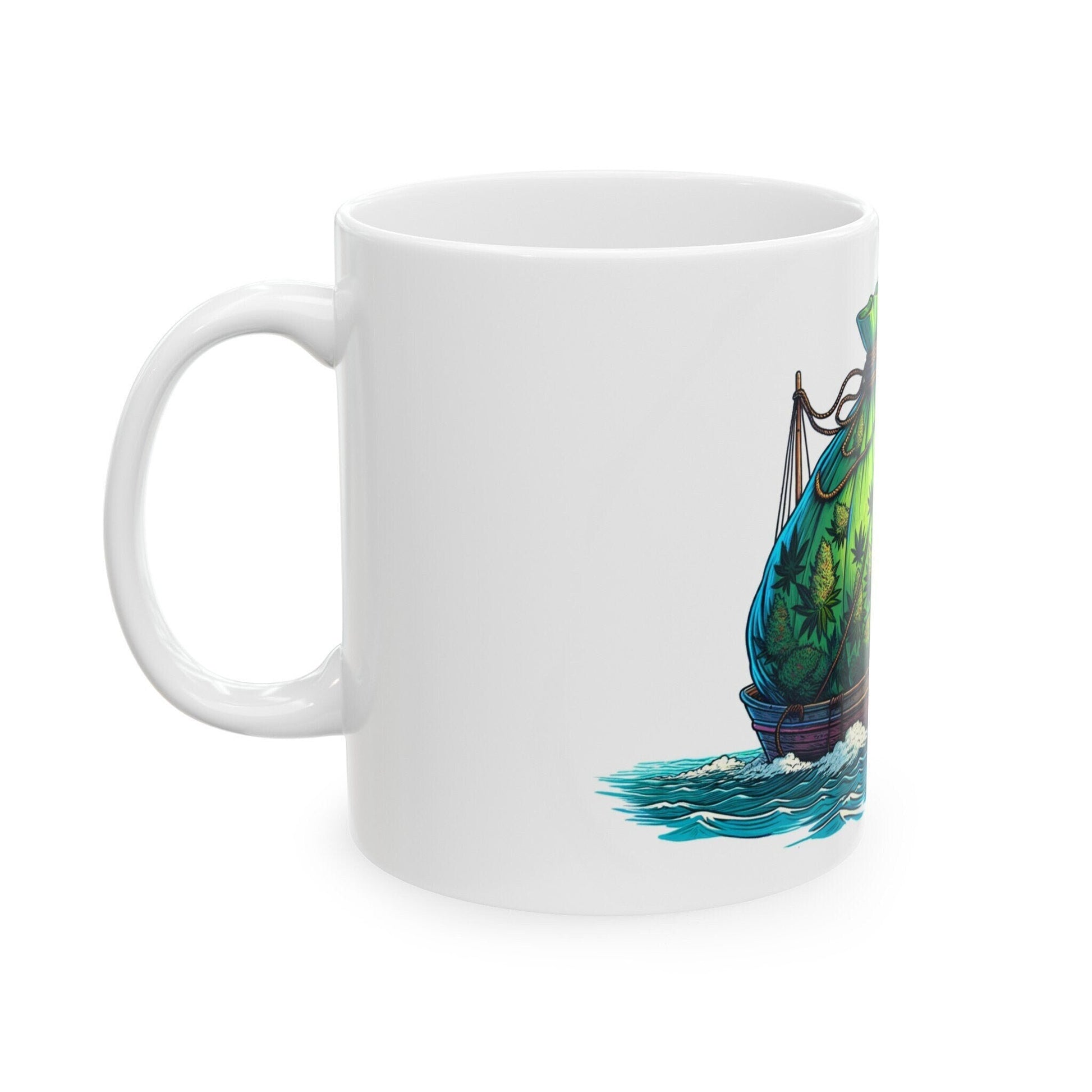 WEED AT SEA - Weed Coffee Mug (11oz) - Perfect Weed Gift for Weed Smokers, Stoners, Growers; Wake and Bake / 420 Weed Mug, Marijuana Gift