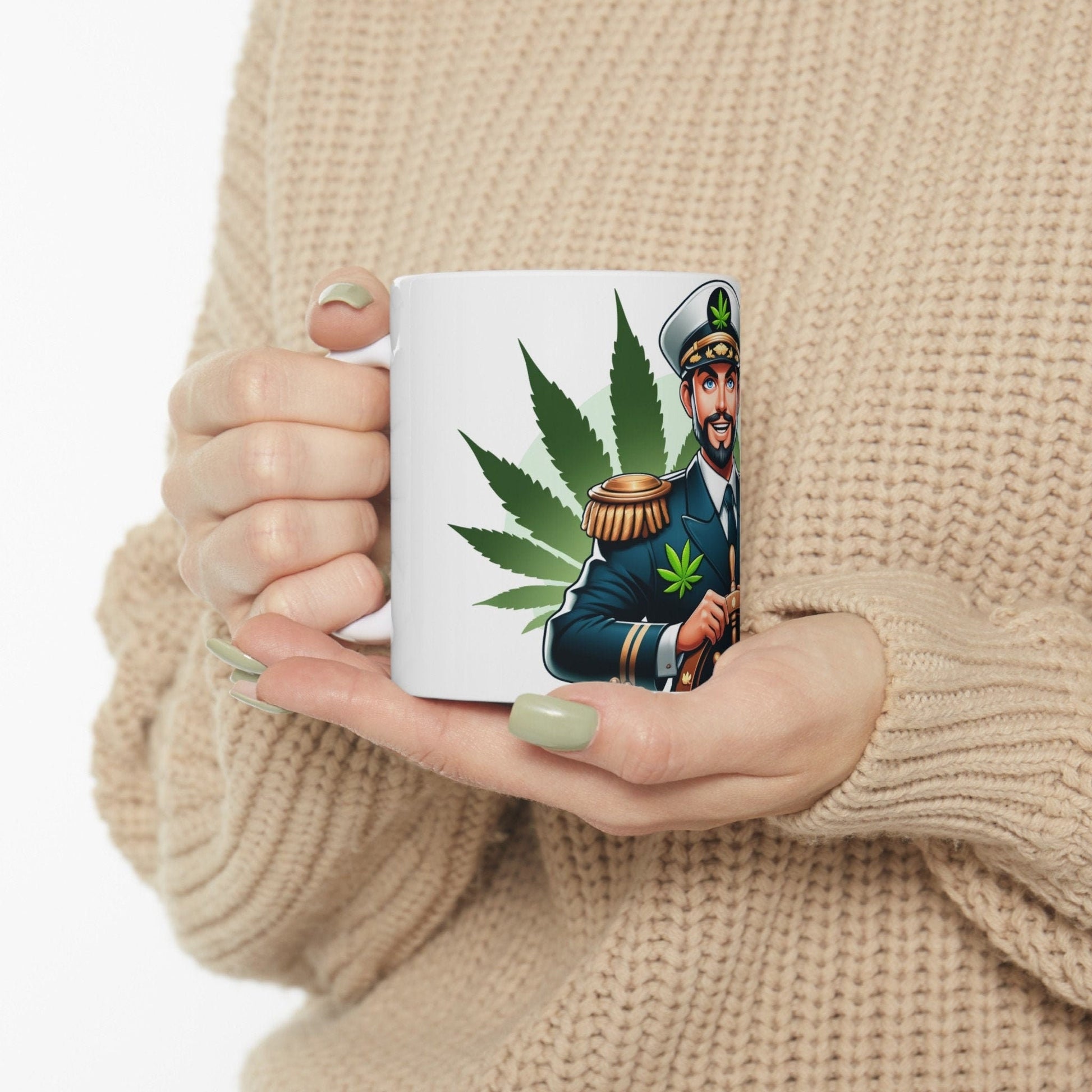 WEED CAPTAIN - Weed Coffee Mug (11oz) - Perfect Weed Gift for Weed Smokers, Stoners, Growers; Wake and Bake / 420 Weed Mug, Marijuana Gift