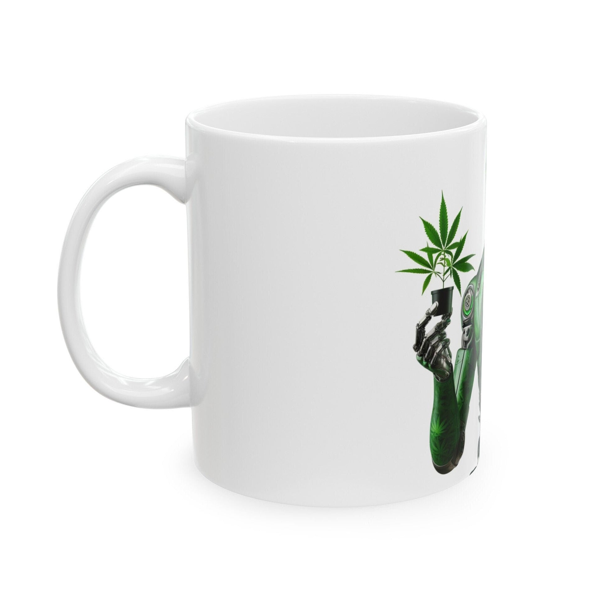 WEED ROBOT - Weed Coffee Mug (11oz) - Perfect Weed Gift for Weed Smokers, Stoners, Growers; Wake and Bake / 420 Weed Mug, Marijuana Gift