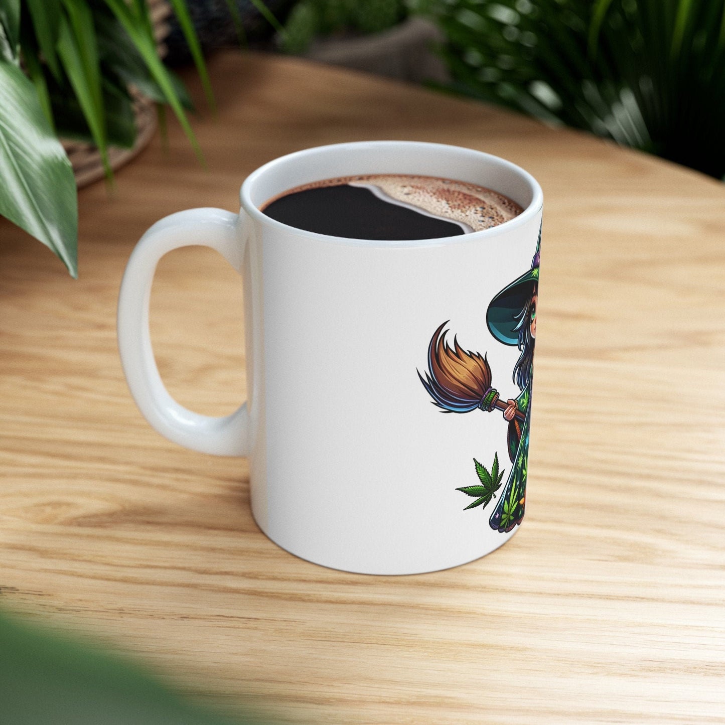 WEED WITCH, Black Hair - 420 Coffee Mug (11oz) Perfect Gift for Smokers/ Marijuana Gift; Wake & Bake Mug - Weed/Cannabis Cup, Stoner Mug