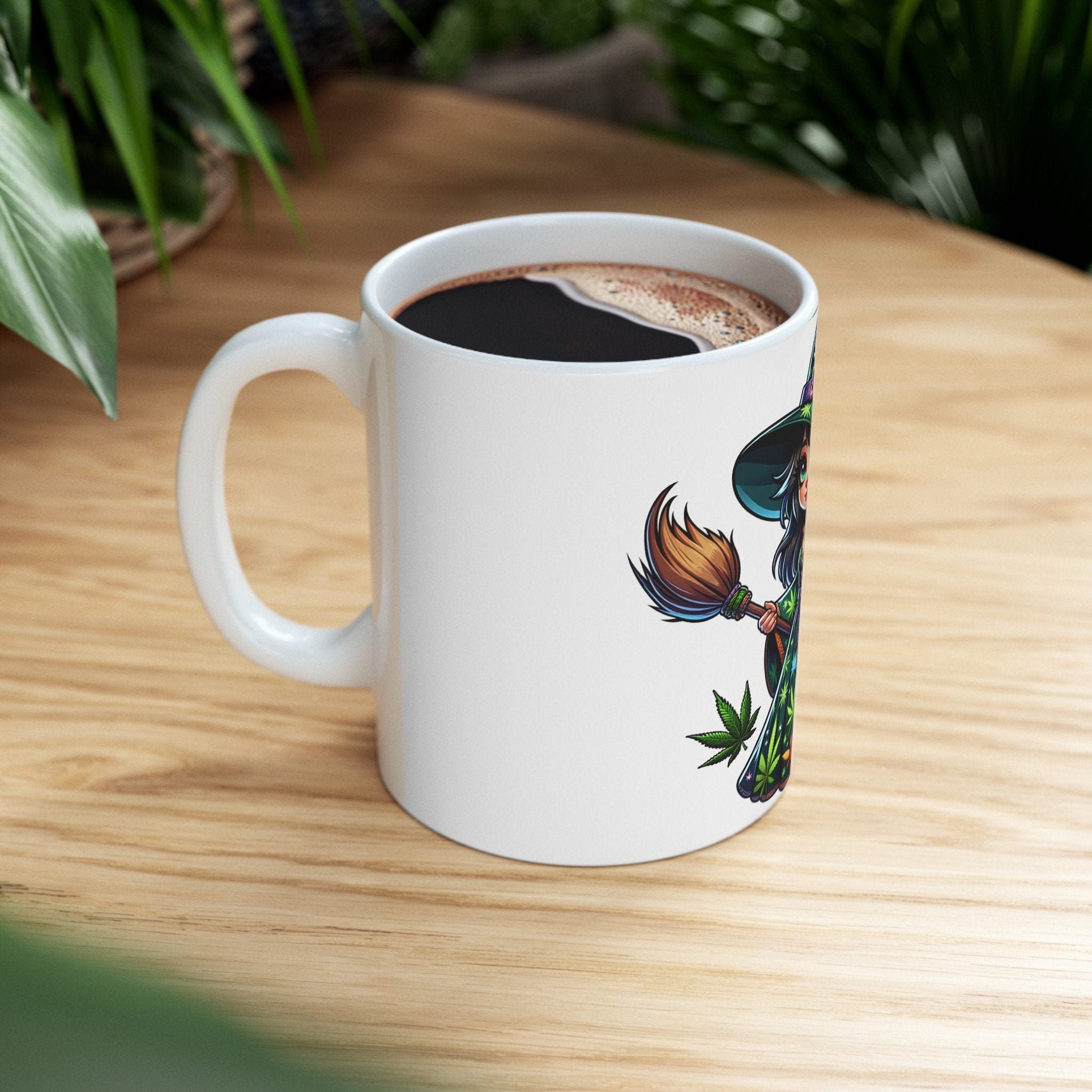 WEED WITCH, Black Hair - 420 Coffee Mug (11oz) Perfect Gift for Smokers/ Marijuana Gift; Wake & Bake Mug - Weed/Cannabis Cup, Stoner Mug