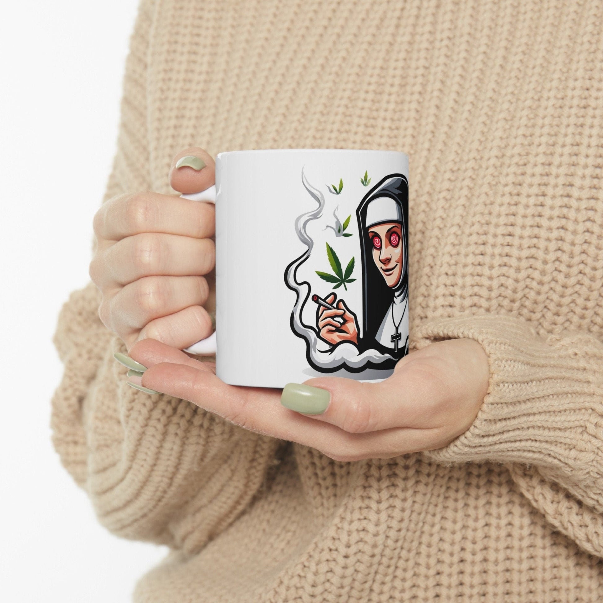 WEED NUN - 420 Coffee Mug (11oz) Perfect Gift for Smokers/ Marijuana Gift; Wake and Bake Mug - Cannabis Cup / Stoner Mug - Boyfriend Gift