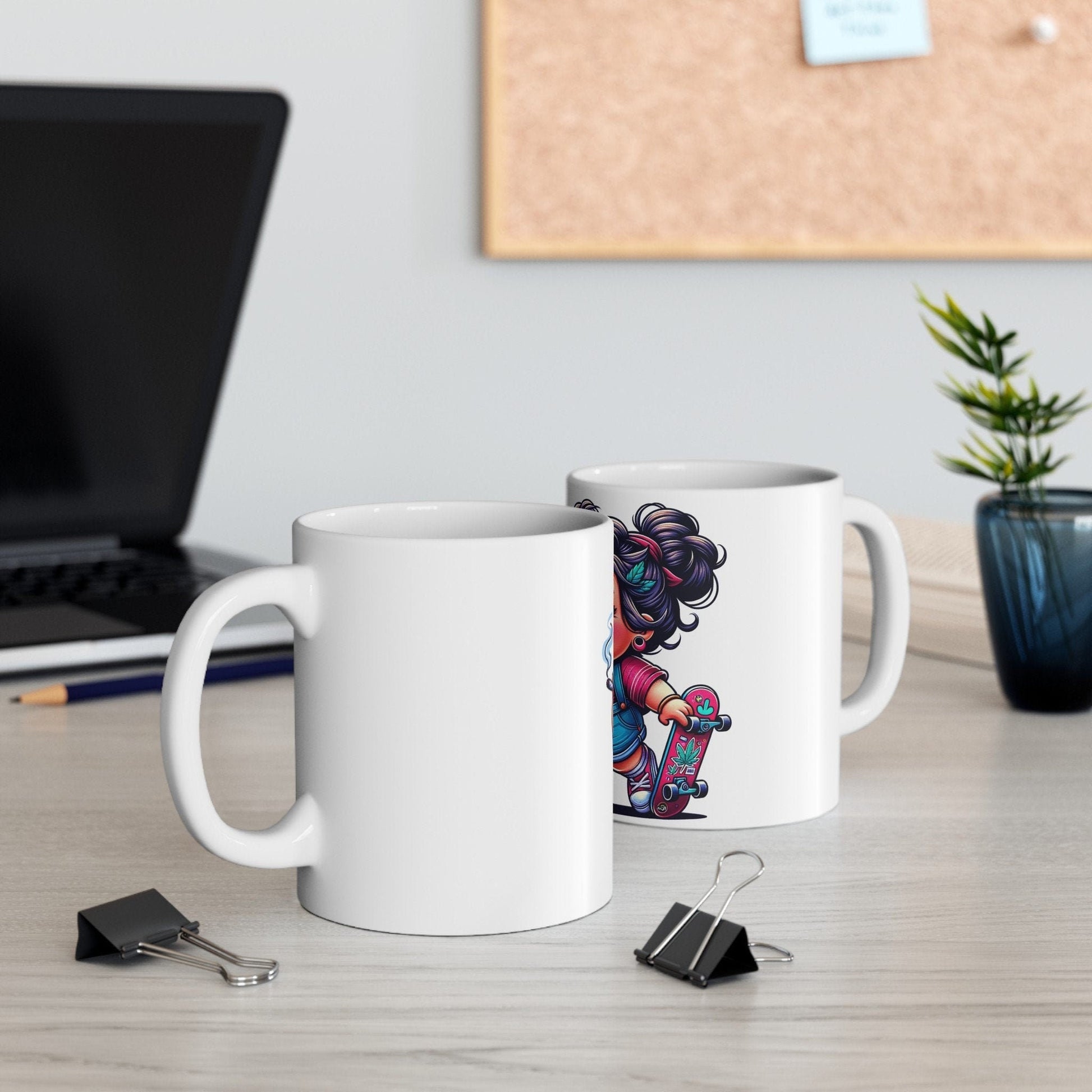 SKATER GIRL - 420 Coffee Mug (11oz) Perfect Gift for Smokers/ Marijuana Gift; Wake & Bake Mug - Cannabis Cup / Stoner Mug - Girlfriend Gift