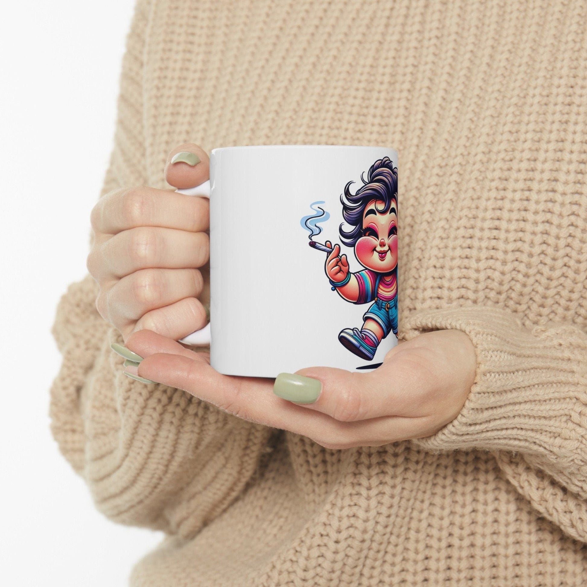 SKATER GIRL - 420 Coffee Mug (11oz) Perfect Gift for Smokers/ Marijuana Gift; Wake & Bake Mug - Cannabis Cup / Stoner Mug - Girlfriend Gift