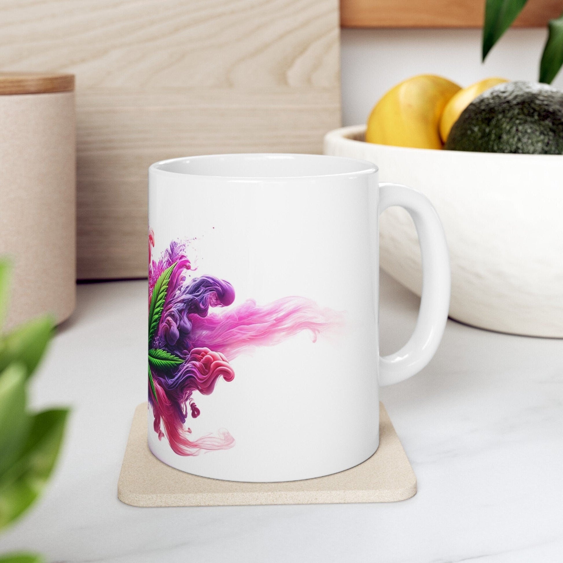 PURPLE/PINK SMOKEY Leaf - 420 Coffee Mugs (11oz) Perfect Gift for Smokers/ Marijuana Gift; Wake and Bake Mug - Cannabis Cup / Stoner Mug
