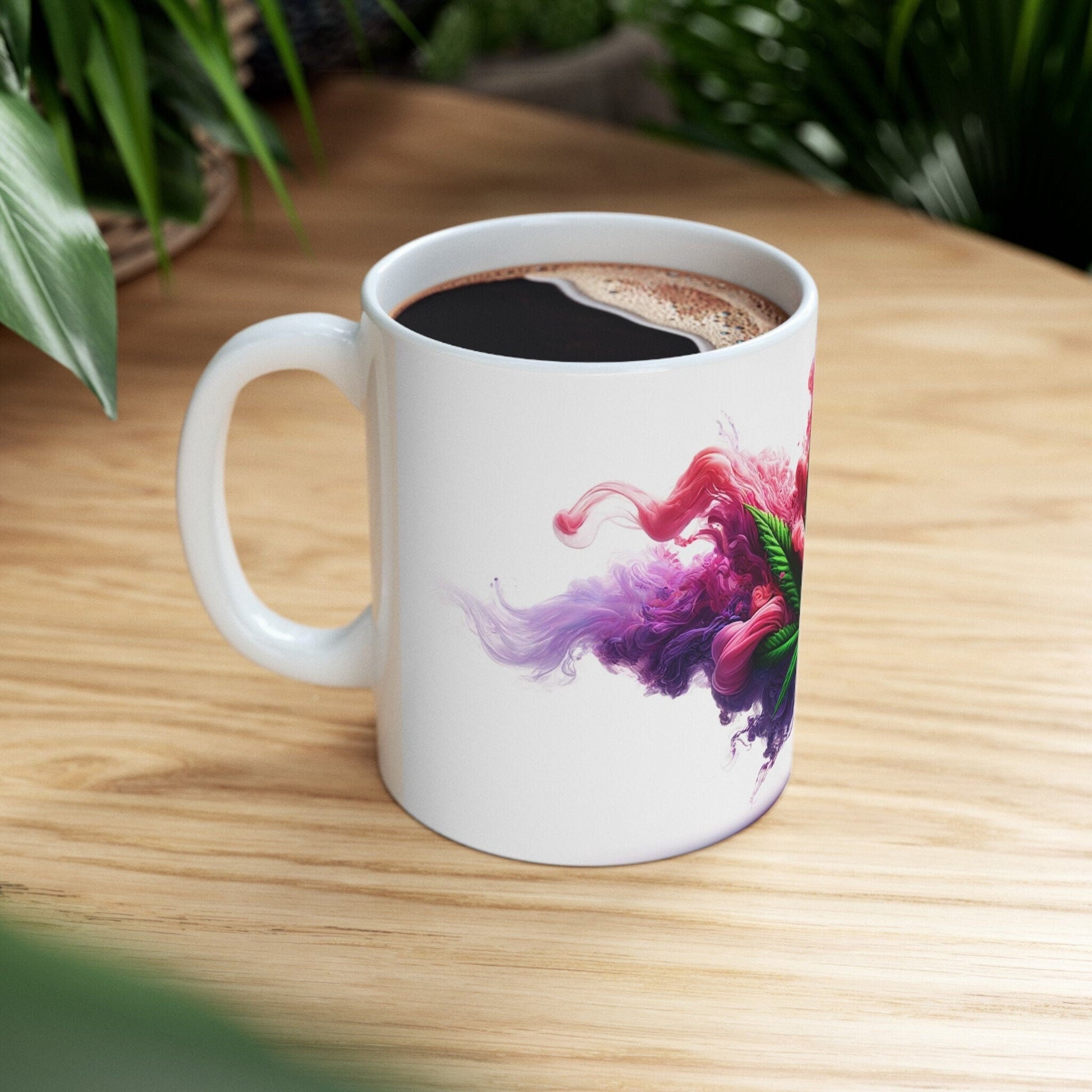 PURPLE/PINK SMOKEY Leaf - 420 Coffee Mugs (11oz) Perfect Gift for Smokers/ Marijuana Gift; Wake and Bake Mug - Cannabis Cup / Stoner Mug