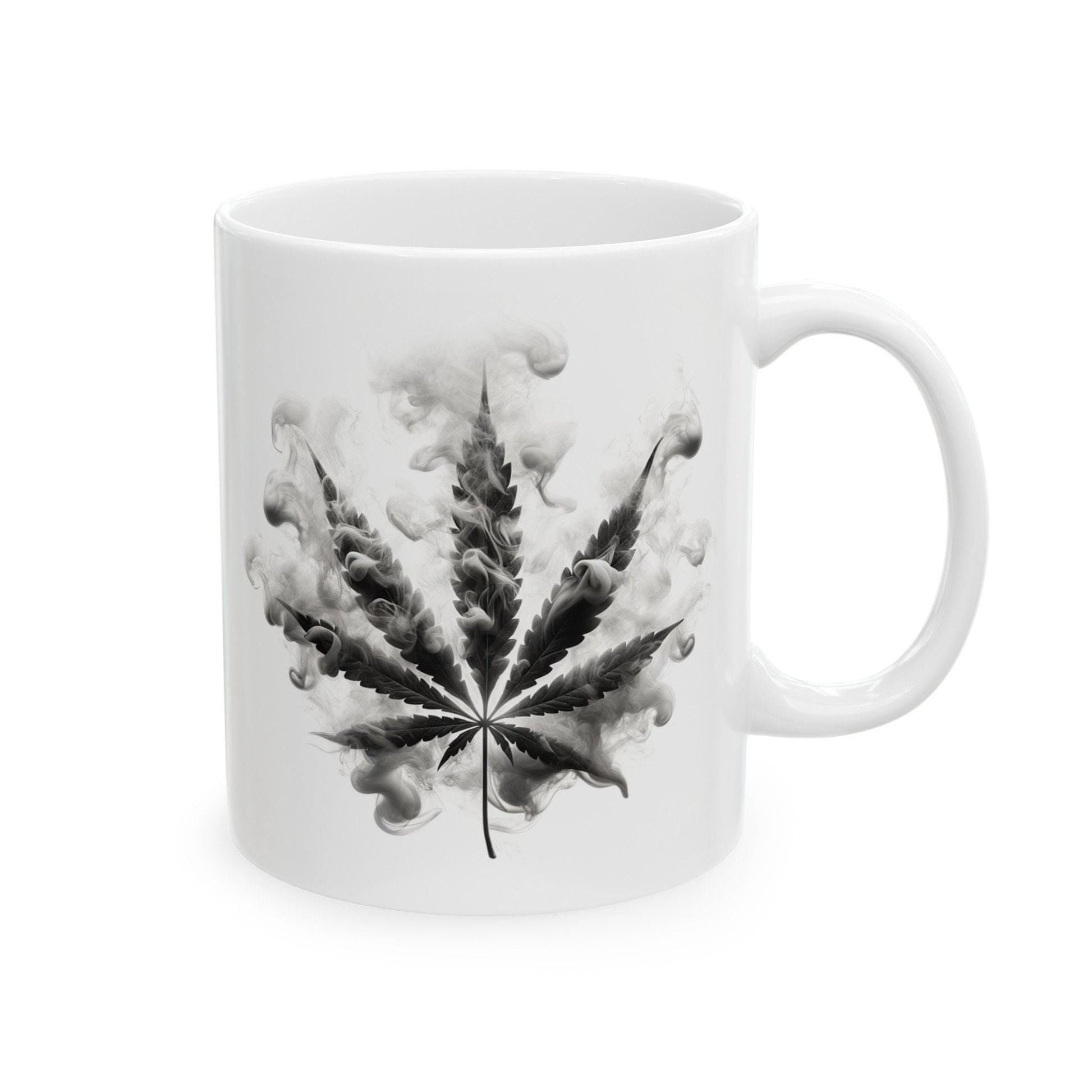 SMOKEY LEAF MUG - Weed Coffee Mugs (11oz) Perfect Gift for Smokers/ Marijuana Gift; Wake and Bake Mug - Cannabis Cup / Stoner Mug