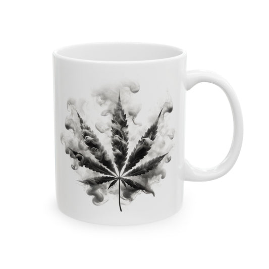 SMOKEY LEAF MUG - Weed Coffee Mugs (11oz) Perfect Gift for Smokers/ Marijuana Gift; Wake and Bake Mug - Cannabis Cup / Stoner Mug