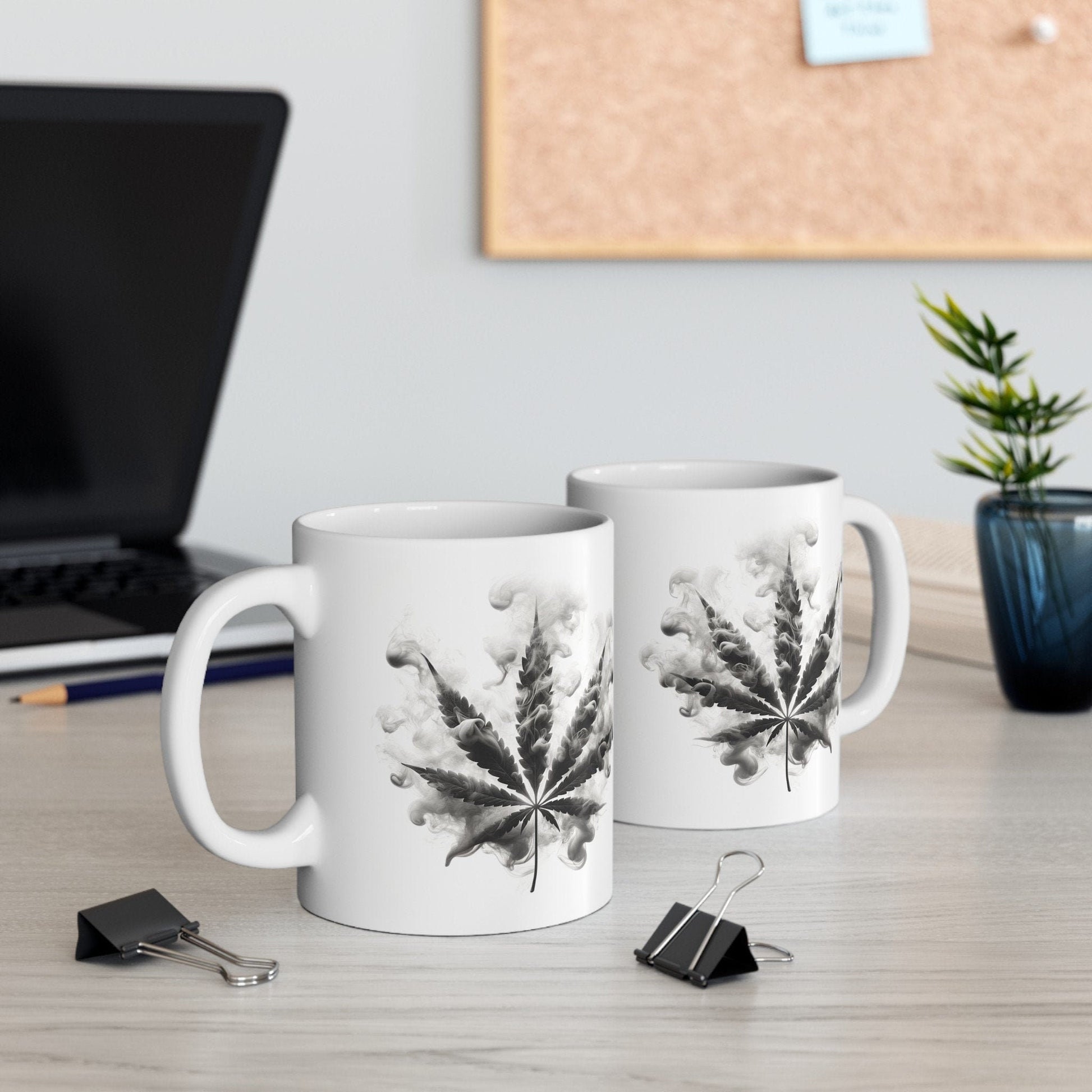 SMOKEY LEAF MUG - Weed Coffee Mugs (11oz) Perfect Gift for Smokers/ Marijuana Gift; Wake and Bake Mug - Cannabis Cup / Stoner Mug